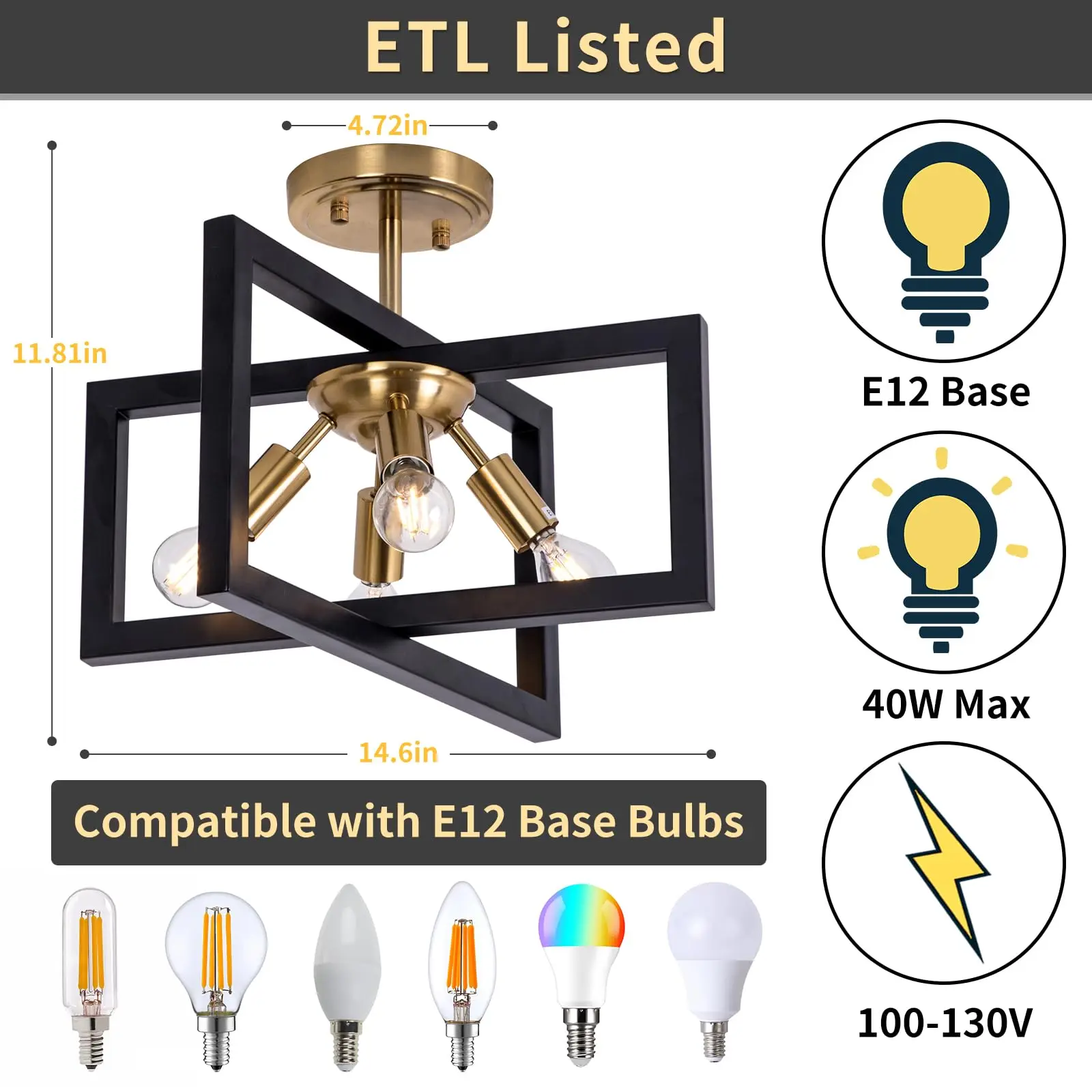 Alfie Candelabra Ceiling Light - Image 4