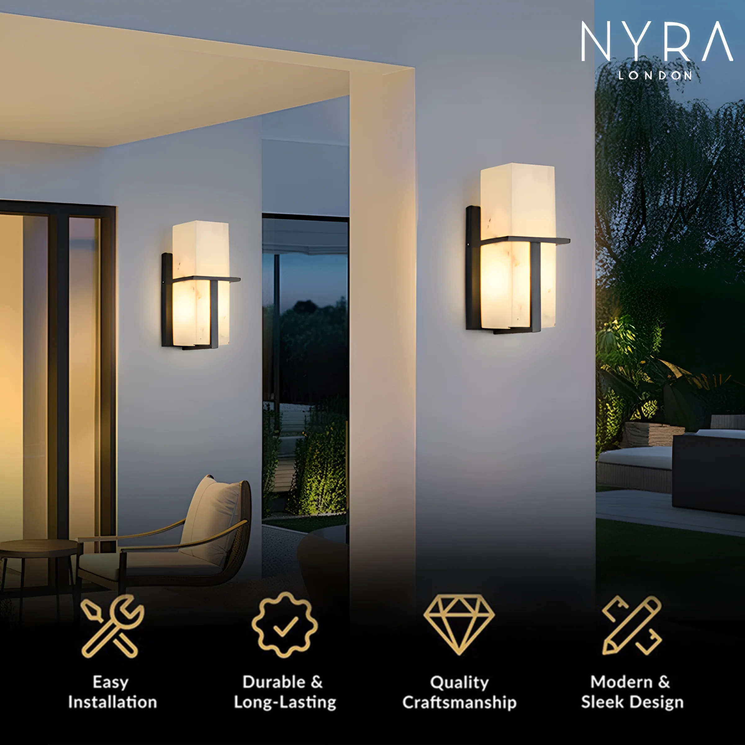 Arlen Outdoor Marble Wall Light - Image 6