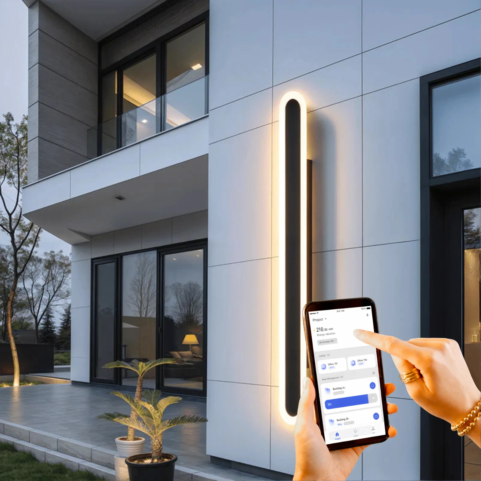 Alana Black Outdoor LED Strip Wall Lamp - Image 16