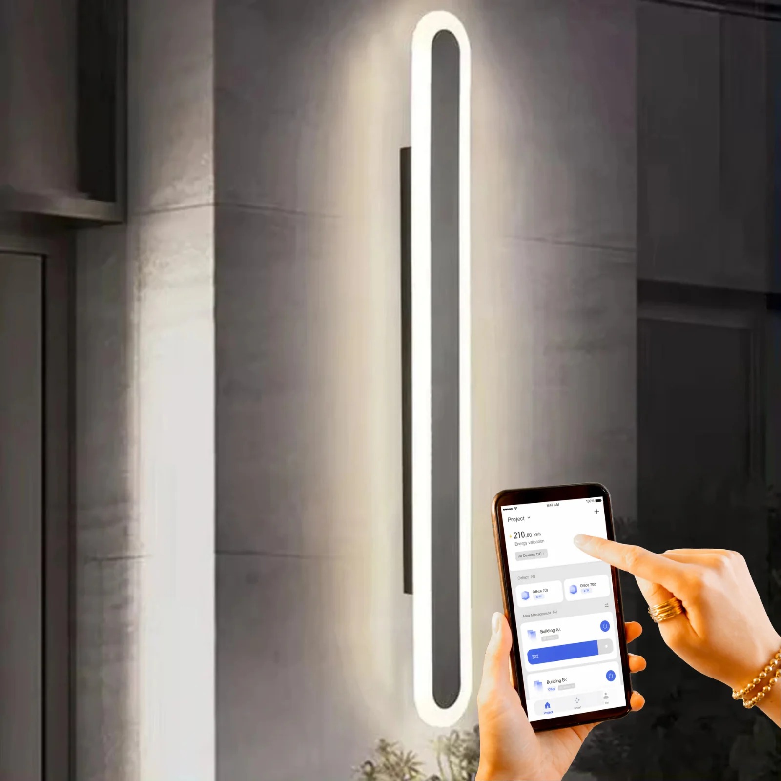 Alana Black Outdoor LED Strip Wall Lamp - Image 17