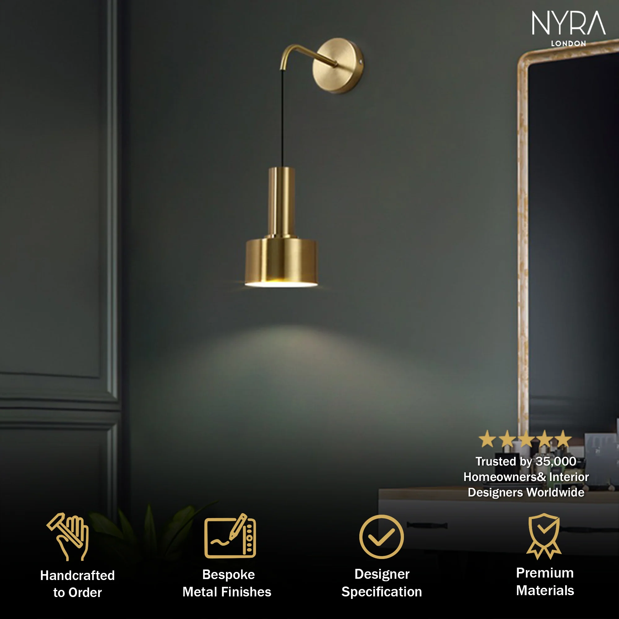 Alma Gold Wall Lamp - Image 2