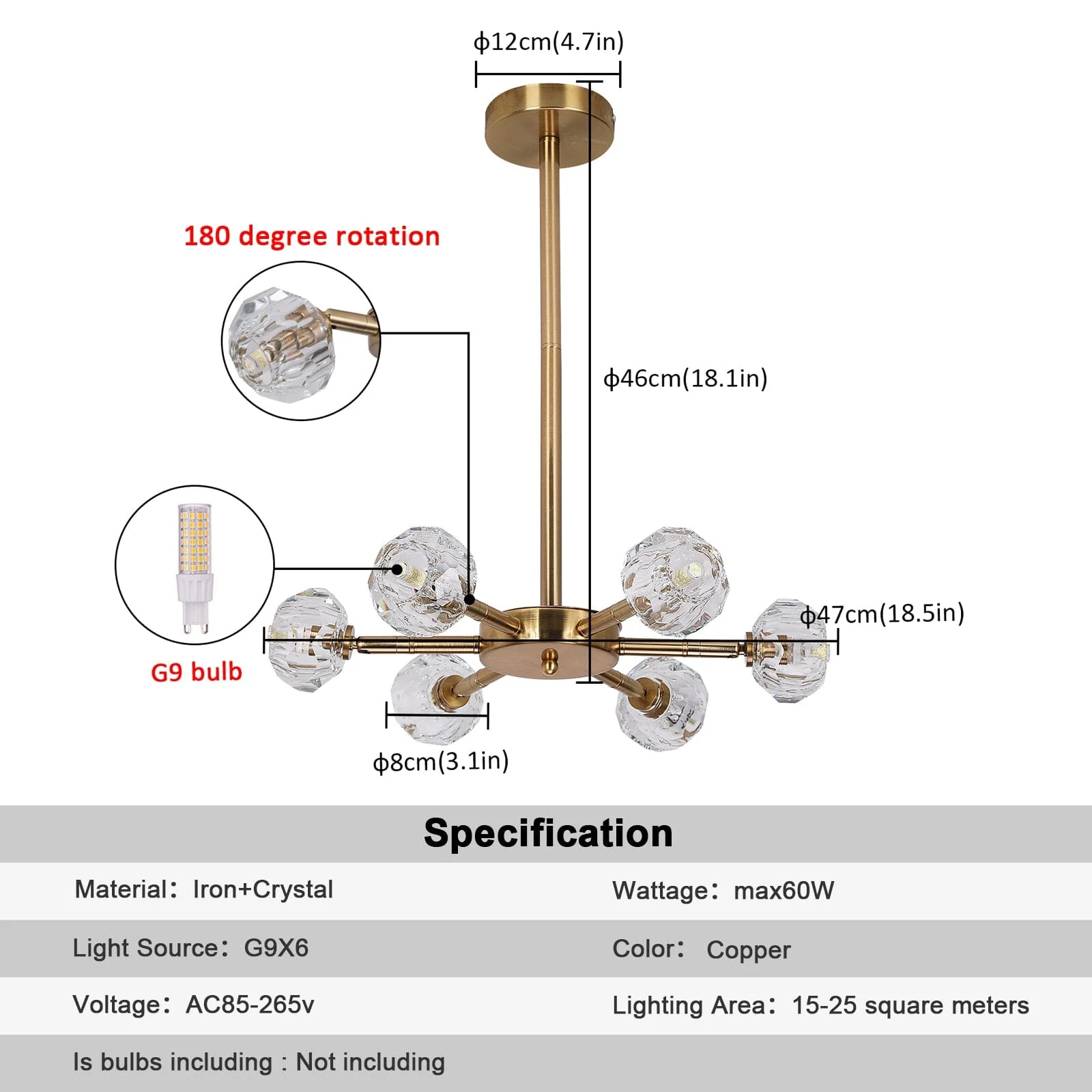 Hafsa Crystal LED Hanging Light - Image 3
