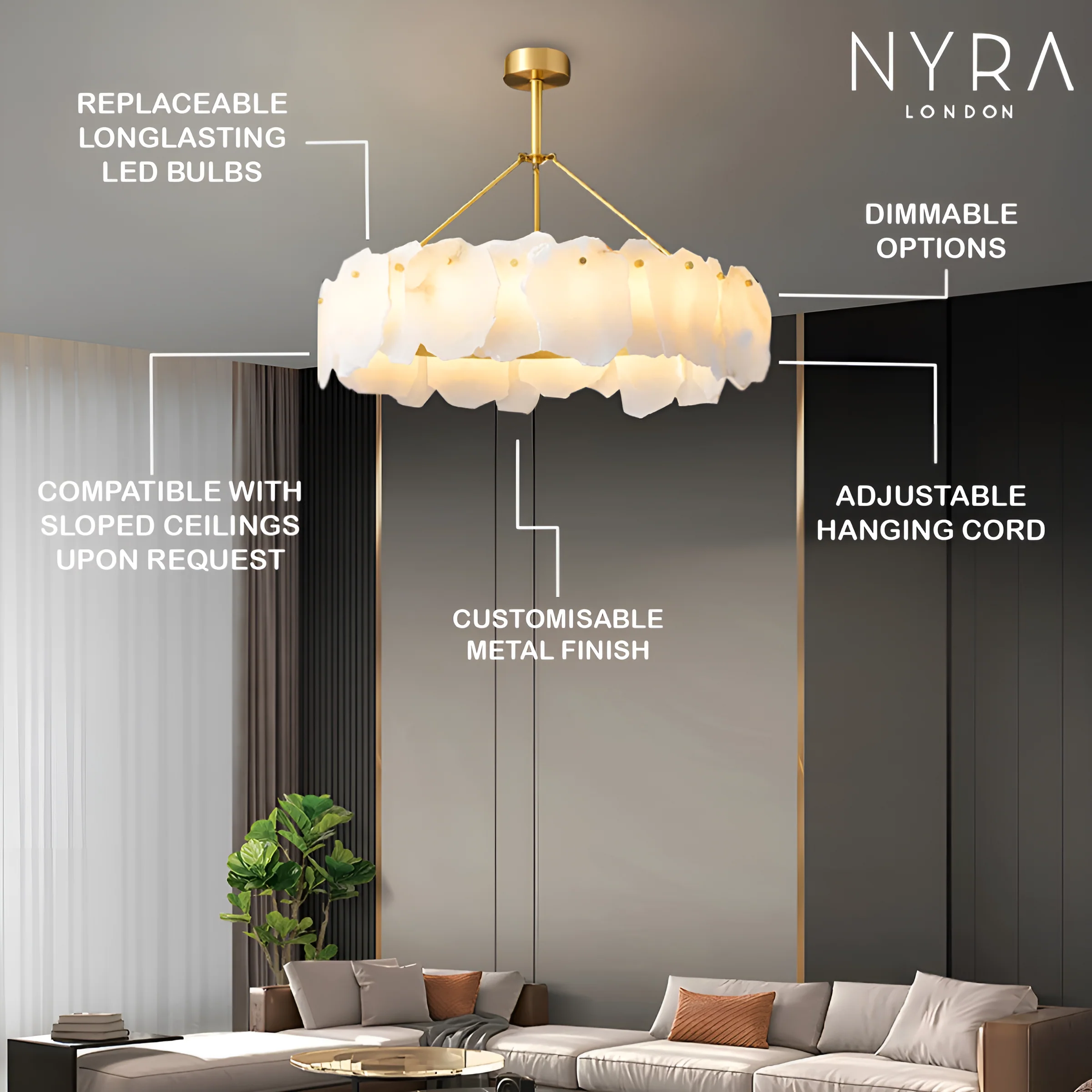 Arabella Marble Ceiling Chandelier - Image 5