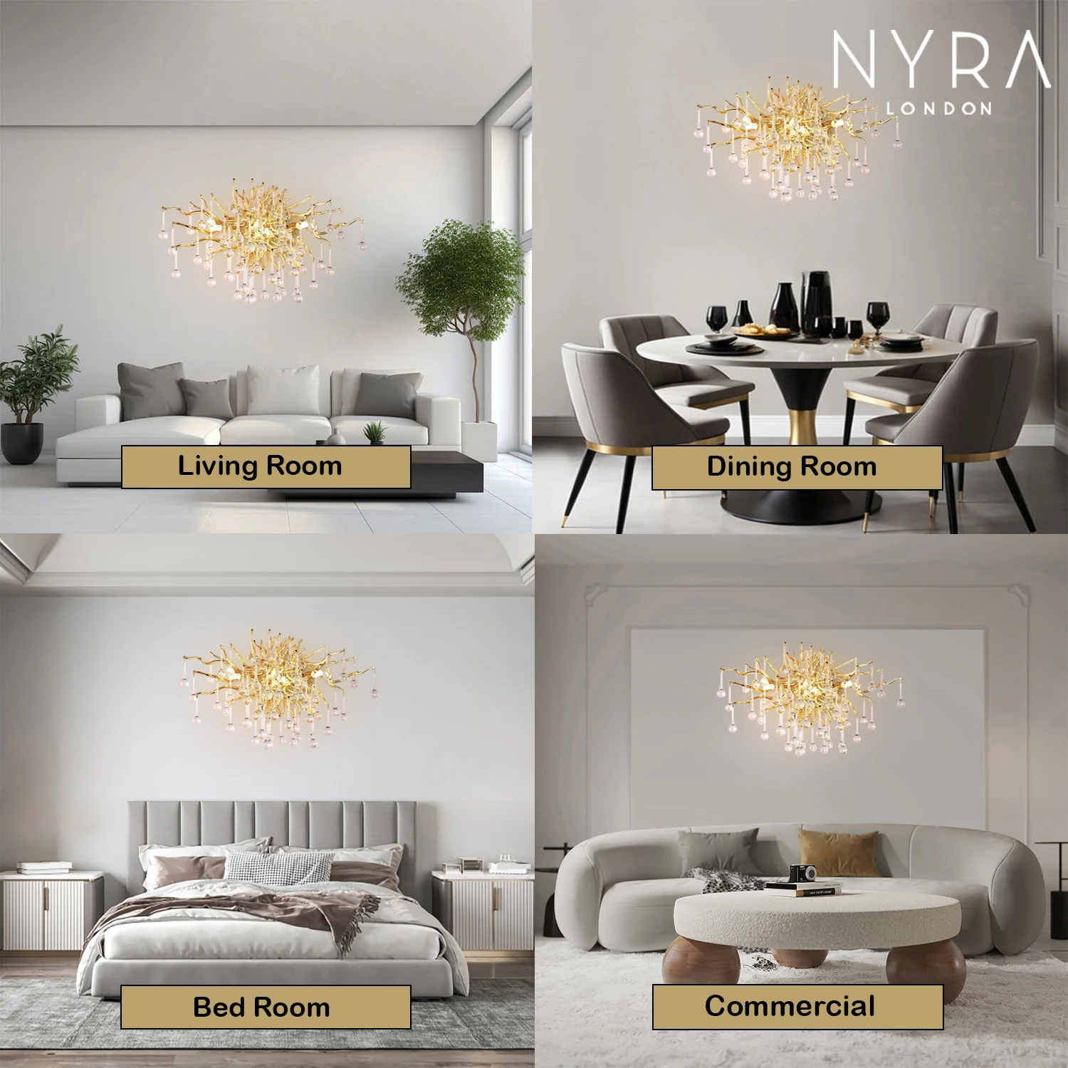 Eystra Crystal Gold Wall Lamp - Image 3