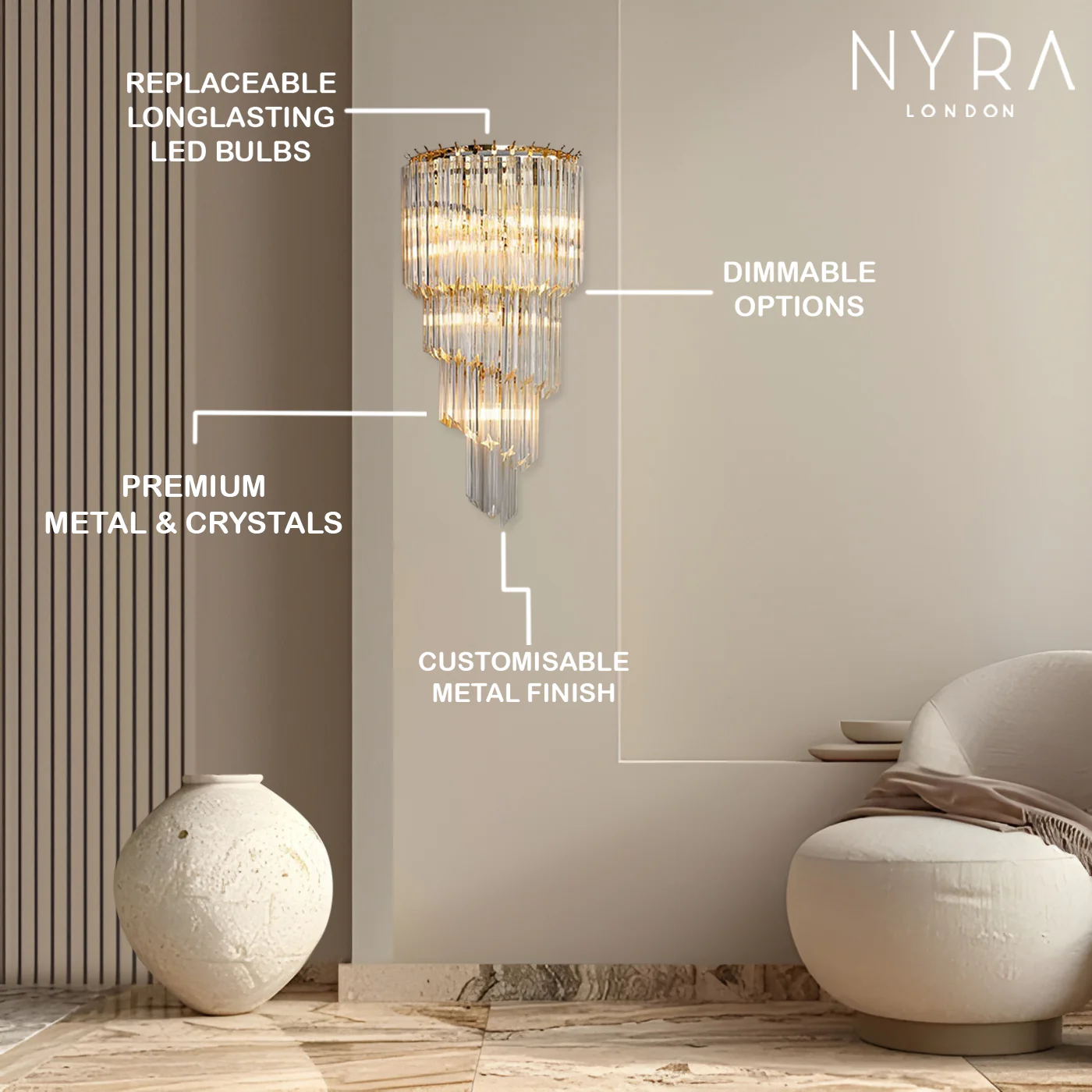 Alana Crystal Wall Lamp - Image 6