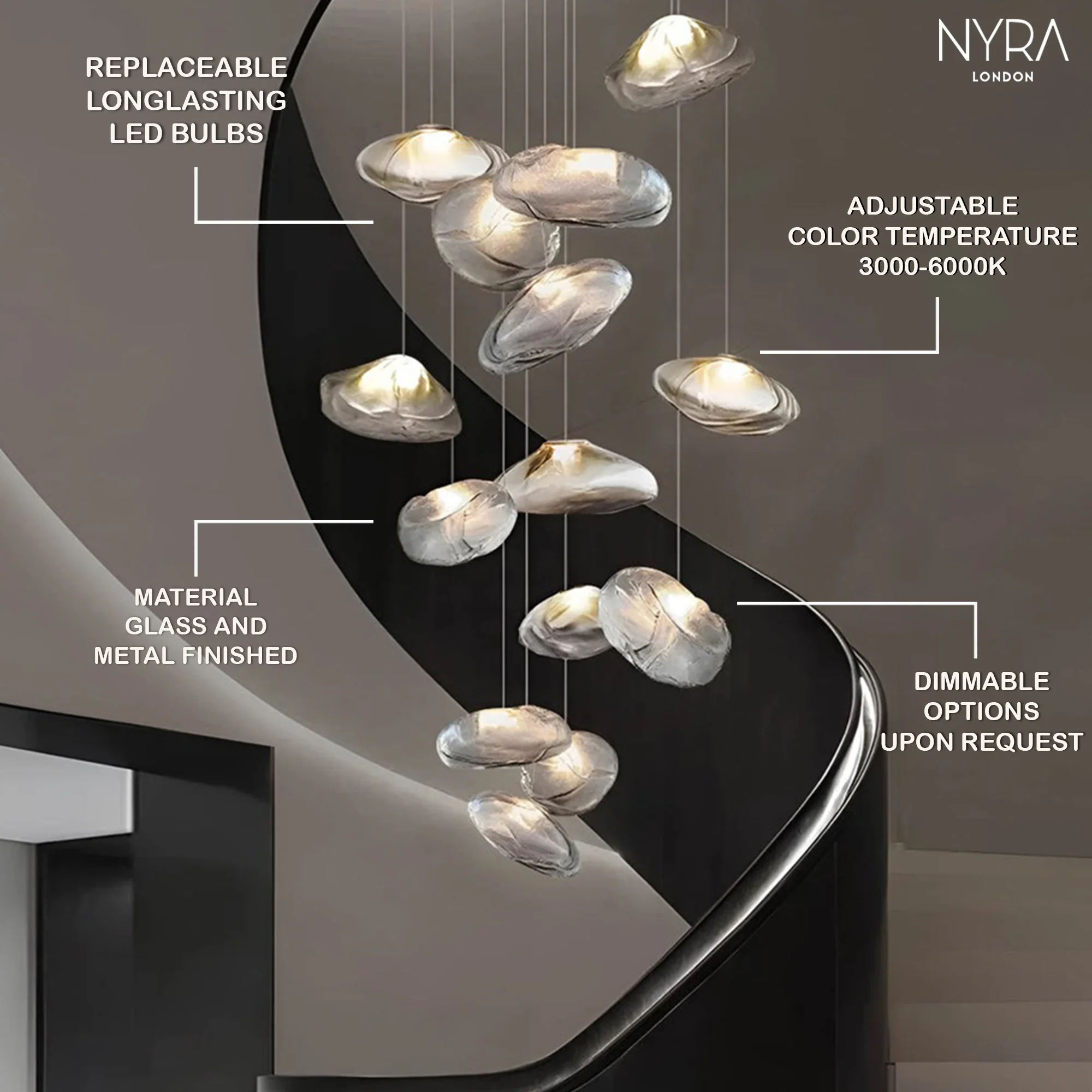 Golden Glow Cascade Glass Chandelier - Image 12