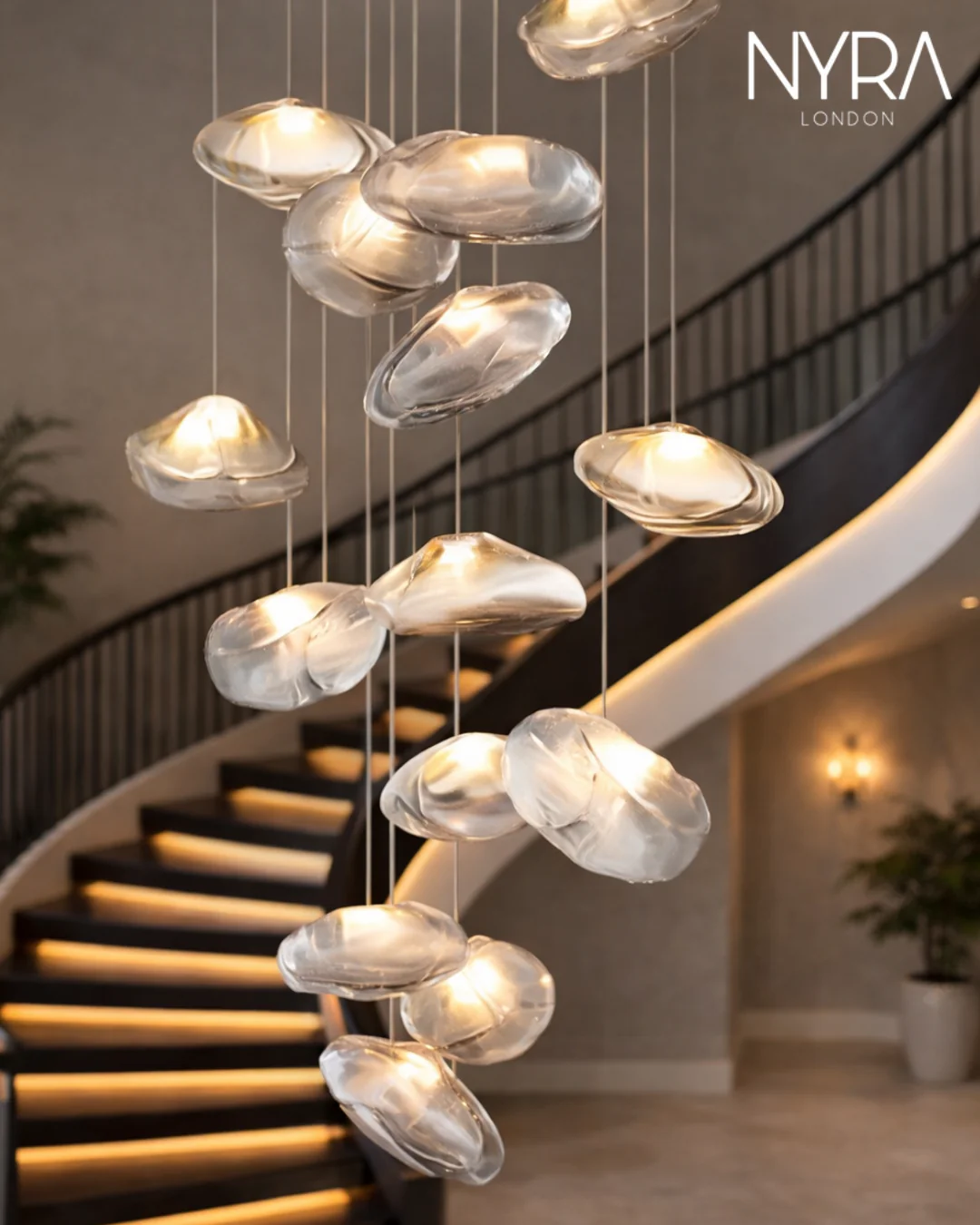 Golden Glow Cascade Glass Chandelier - Image 2