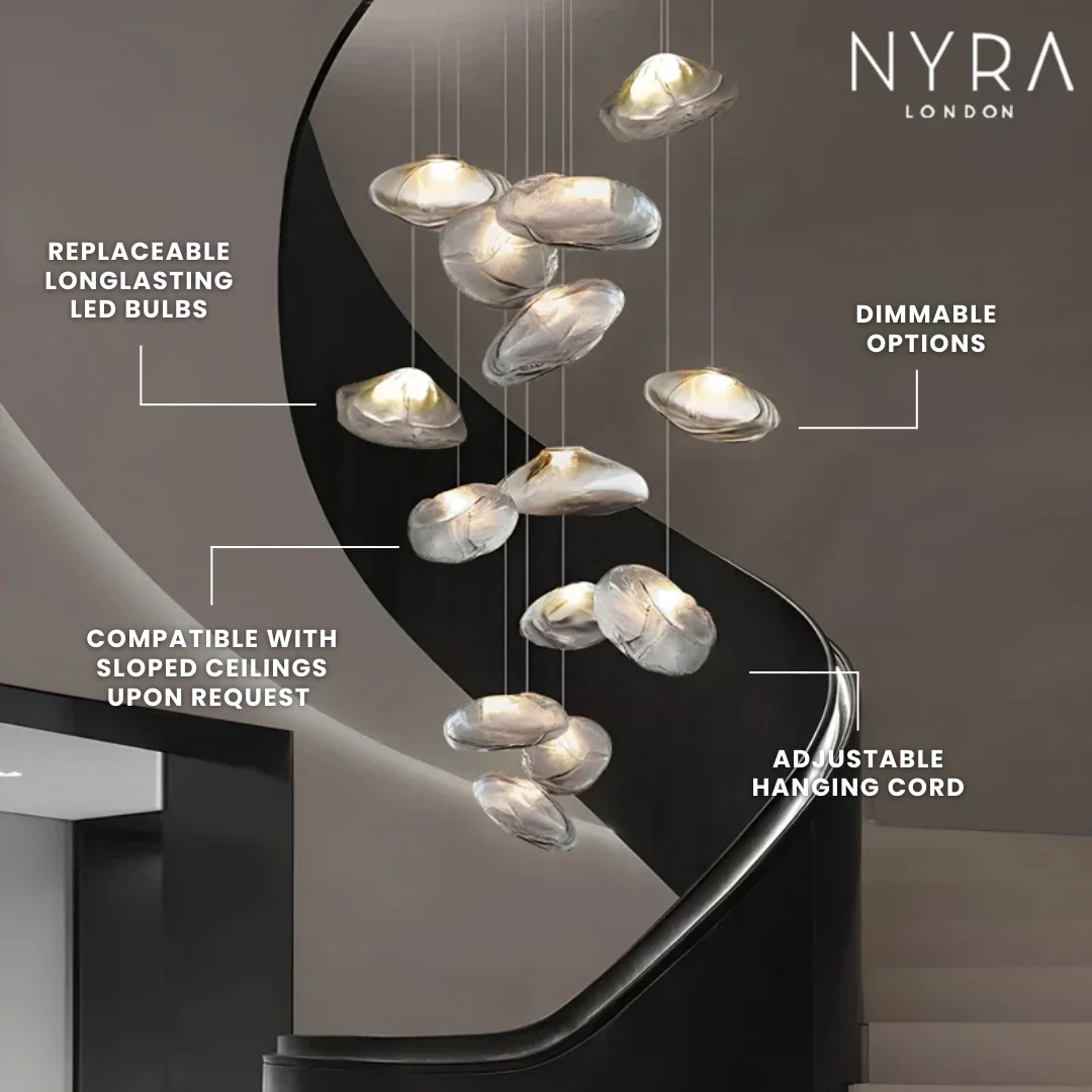 Golden Glow Cascade Glass Chandelier - Image 5
