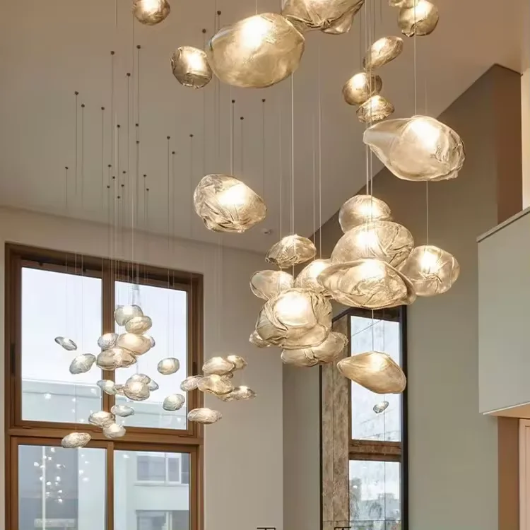 Golden Glow Cascade Glass Chandelier - Image 7