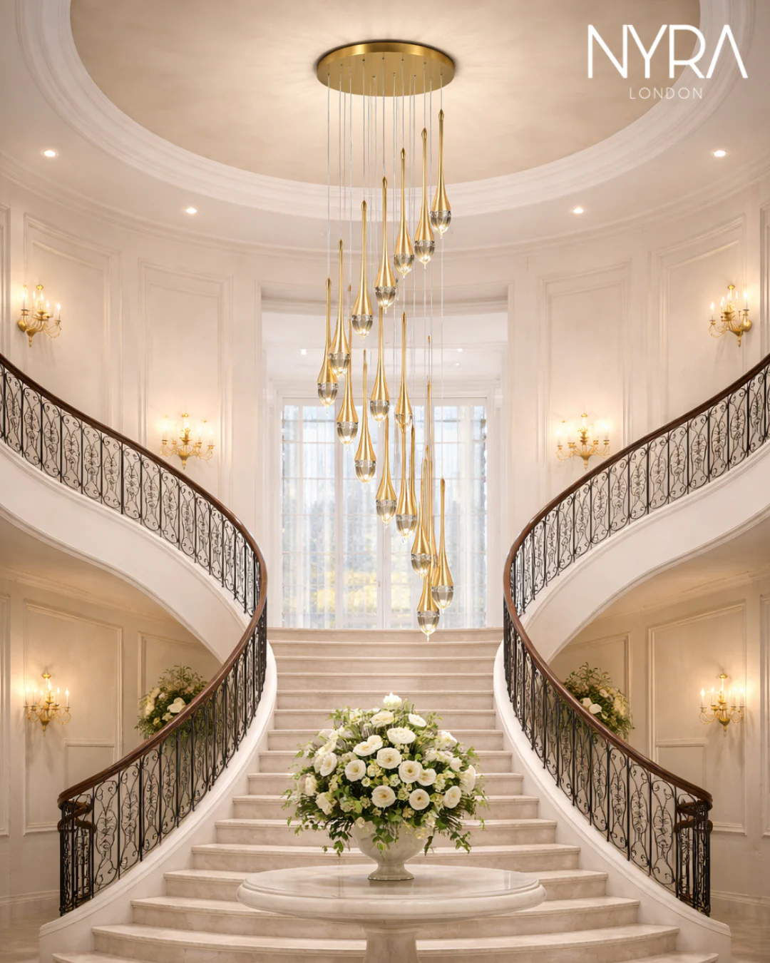 Golden Teardrop Lighting Fixture