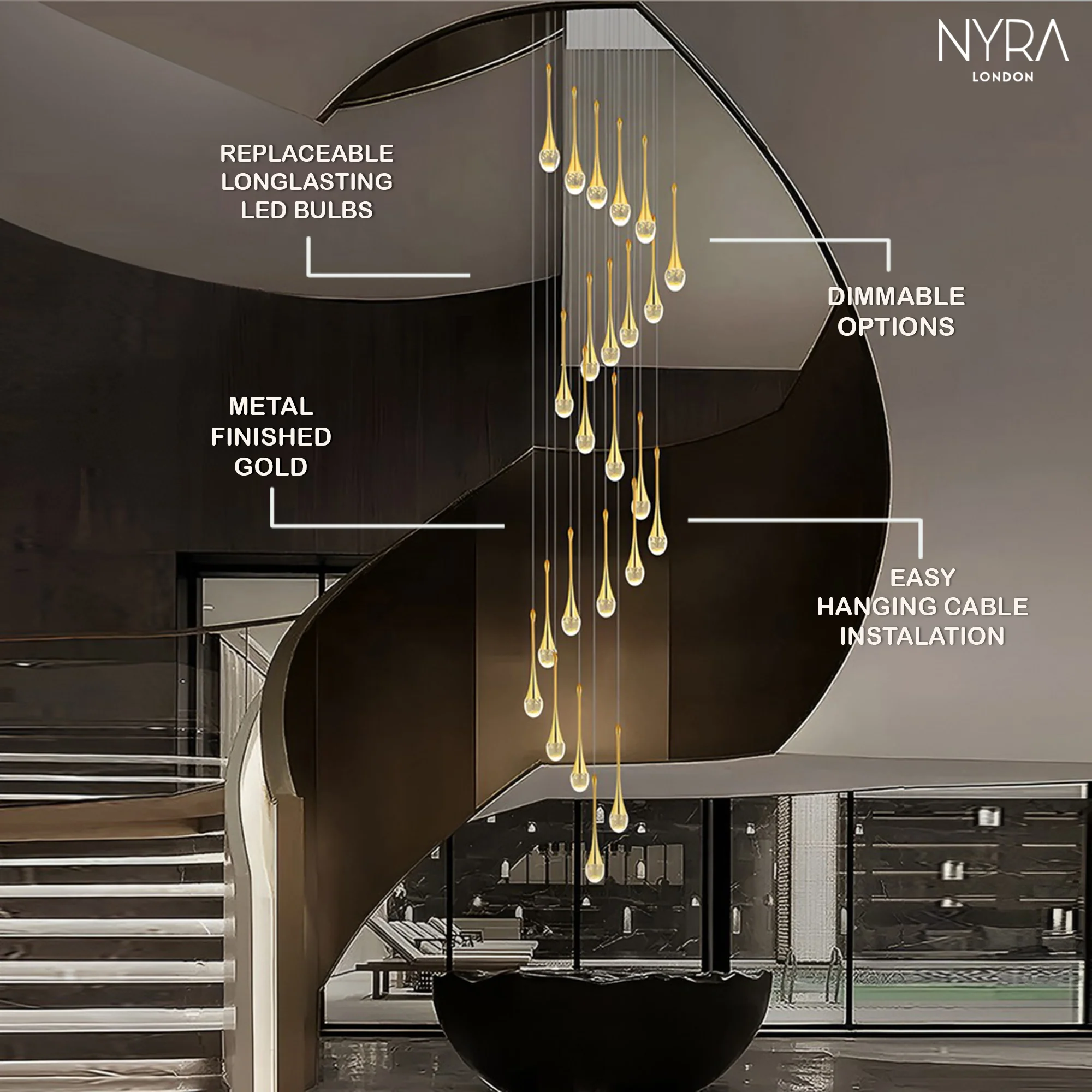 Golden Teardrop Lighting Fixture - Image 10