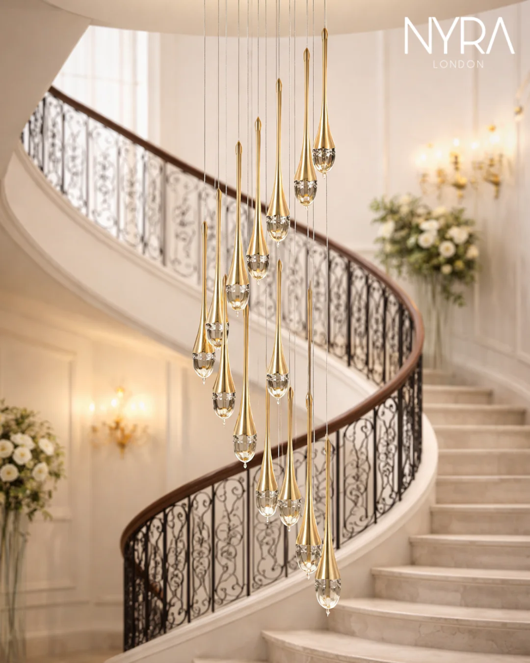 Golden Teardrop Lighting Fixture - Image 2