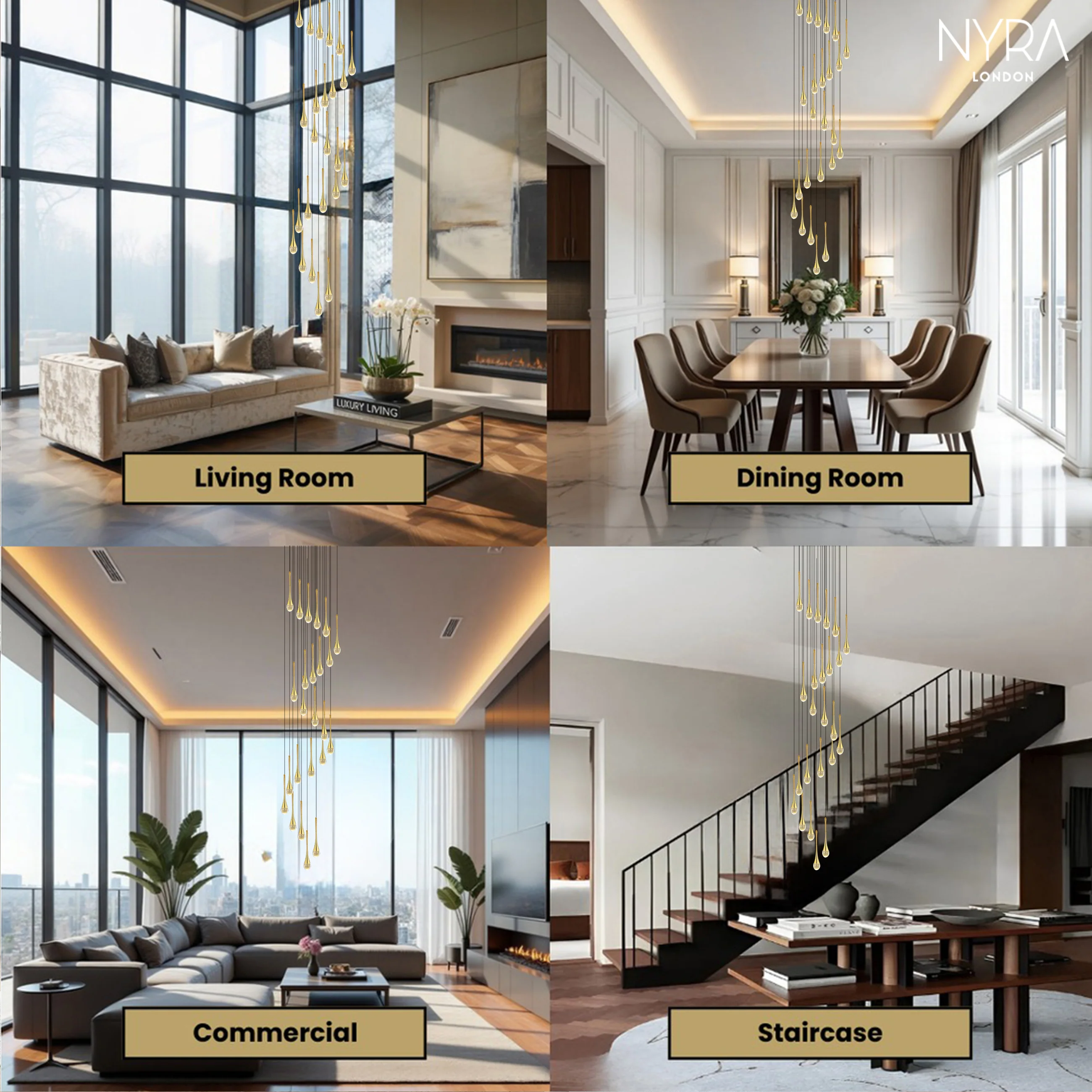 Golden Teardrop Lighting Fixture - Image 4