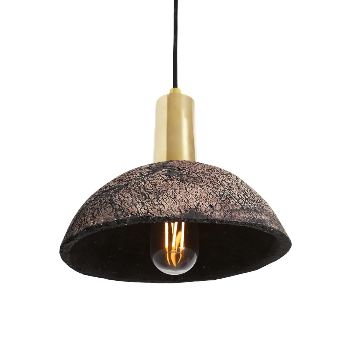 Kauri Organic Ceramic Dome Pendant Light 20cm, Black Clay - Image 2