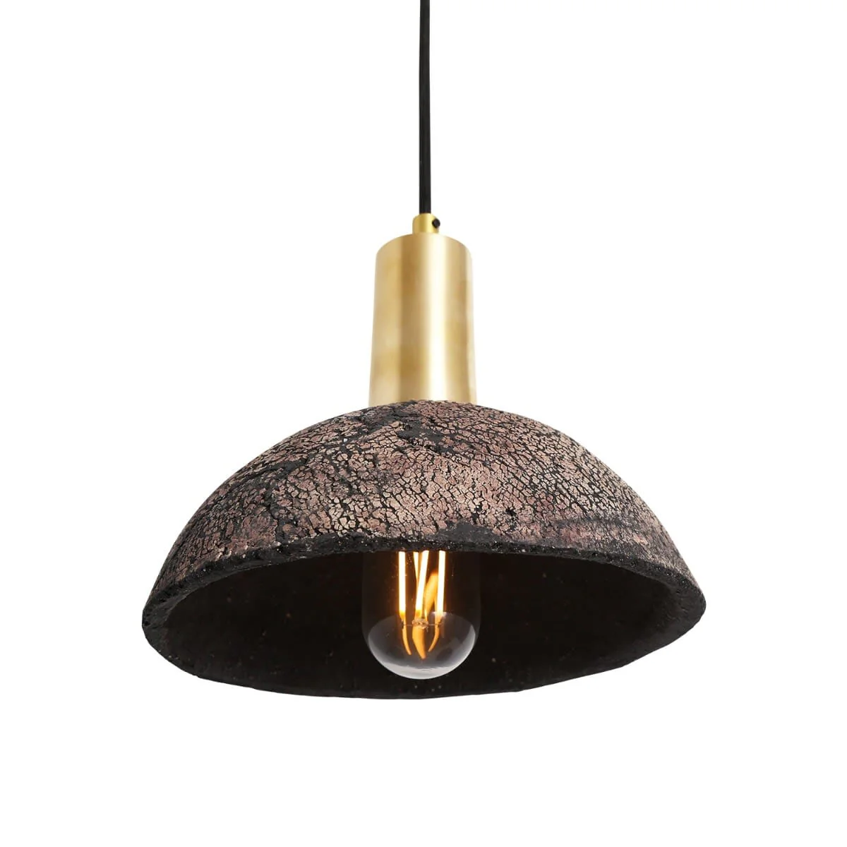 Kauri Organic Ceramic Dome Pendant Light 20cm, Black Clay - Image 4