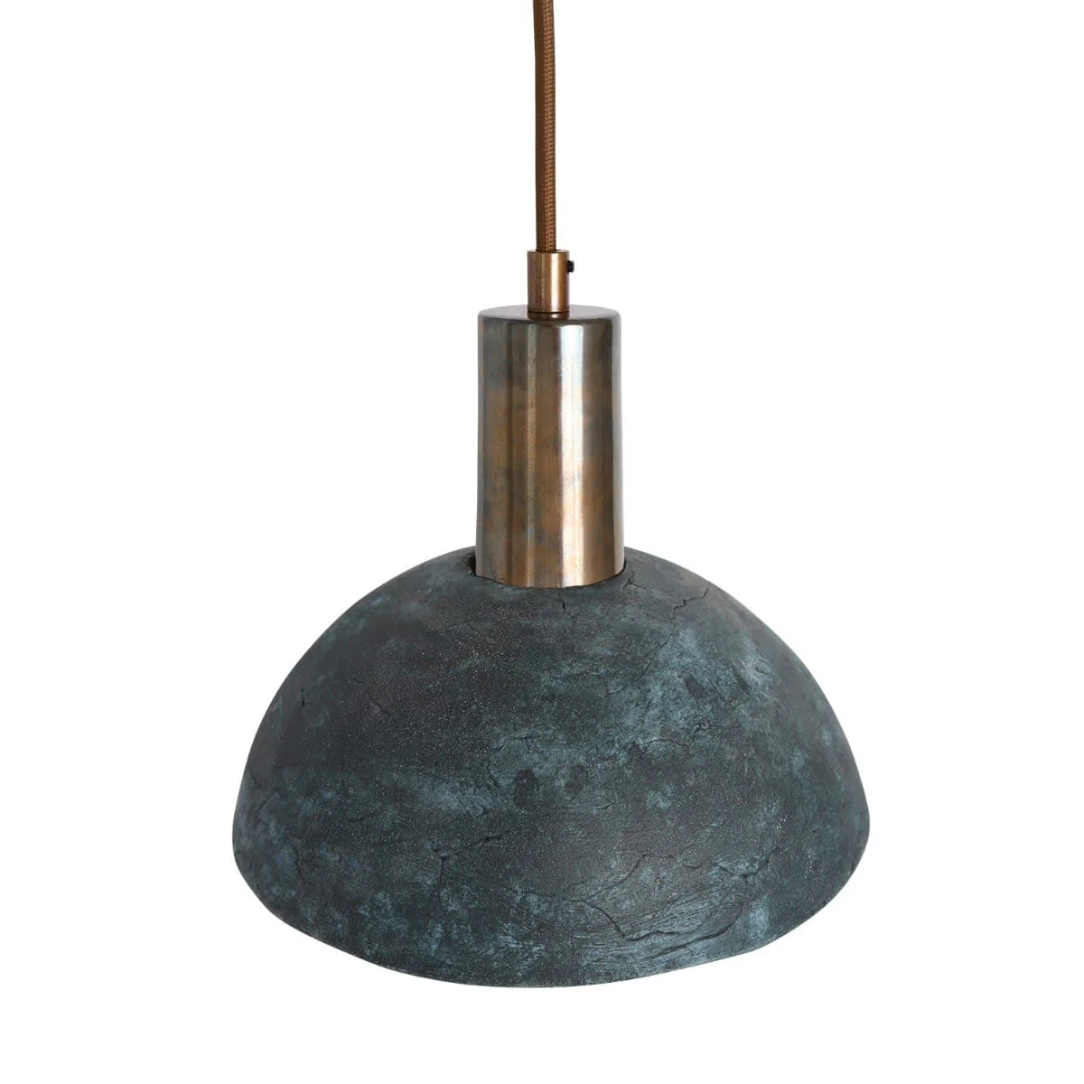 Kauri Organic Ceramic Dome Pendant Light 20cm, Blue Earth - Image 2