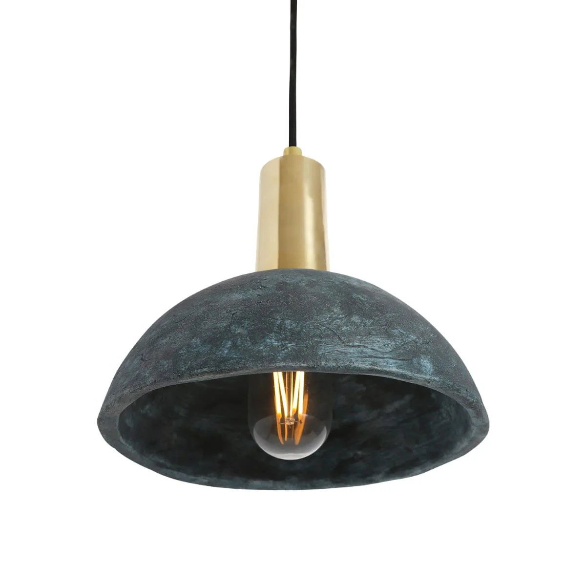 Kauri Organic Ceramic Dome Pendant Light 20cm, Blue Earth - Image 4