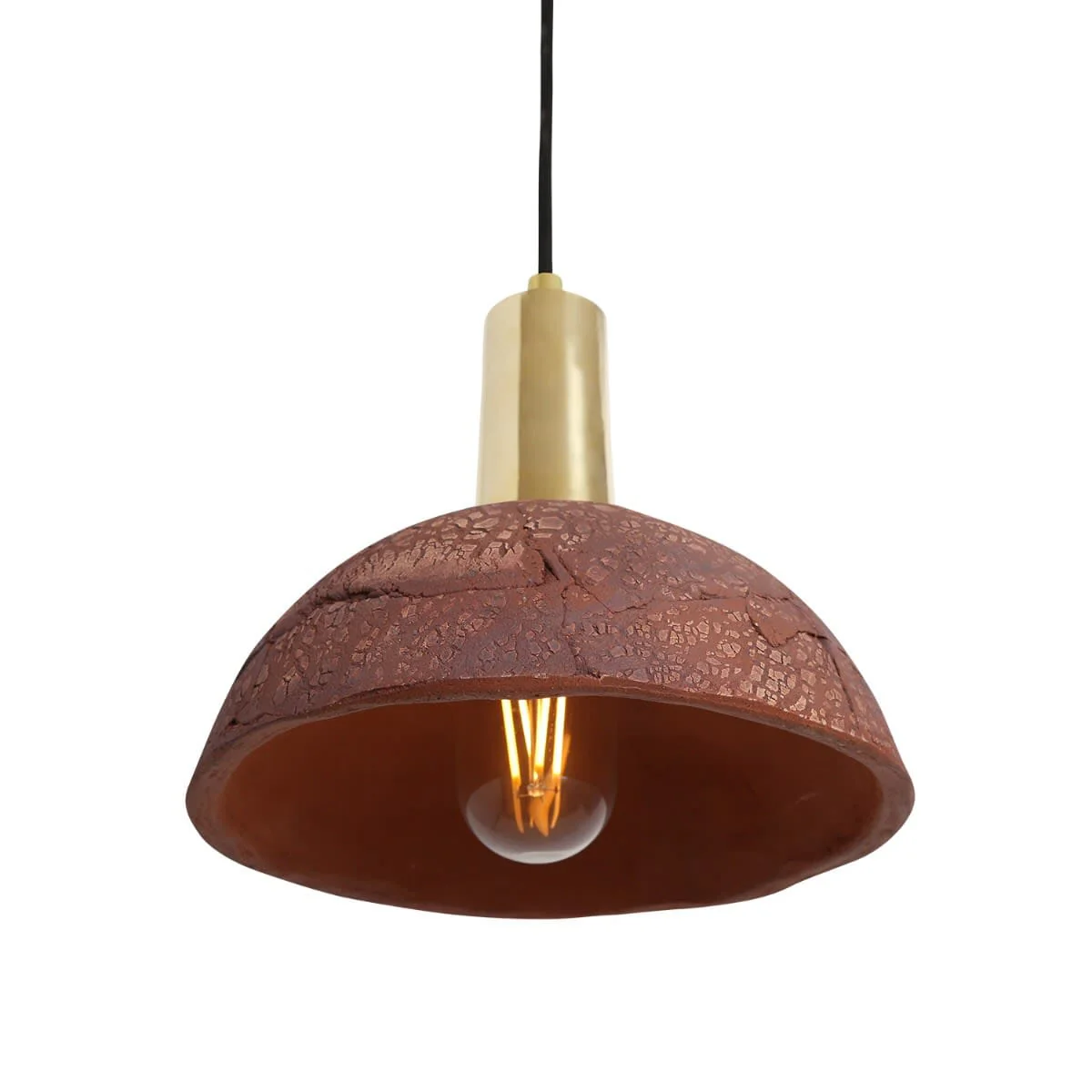 Kauri Organic Ceramic Dome Pendant Light 20cm, Red Iron - Image 12