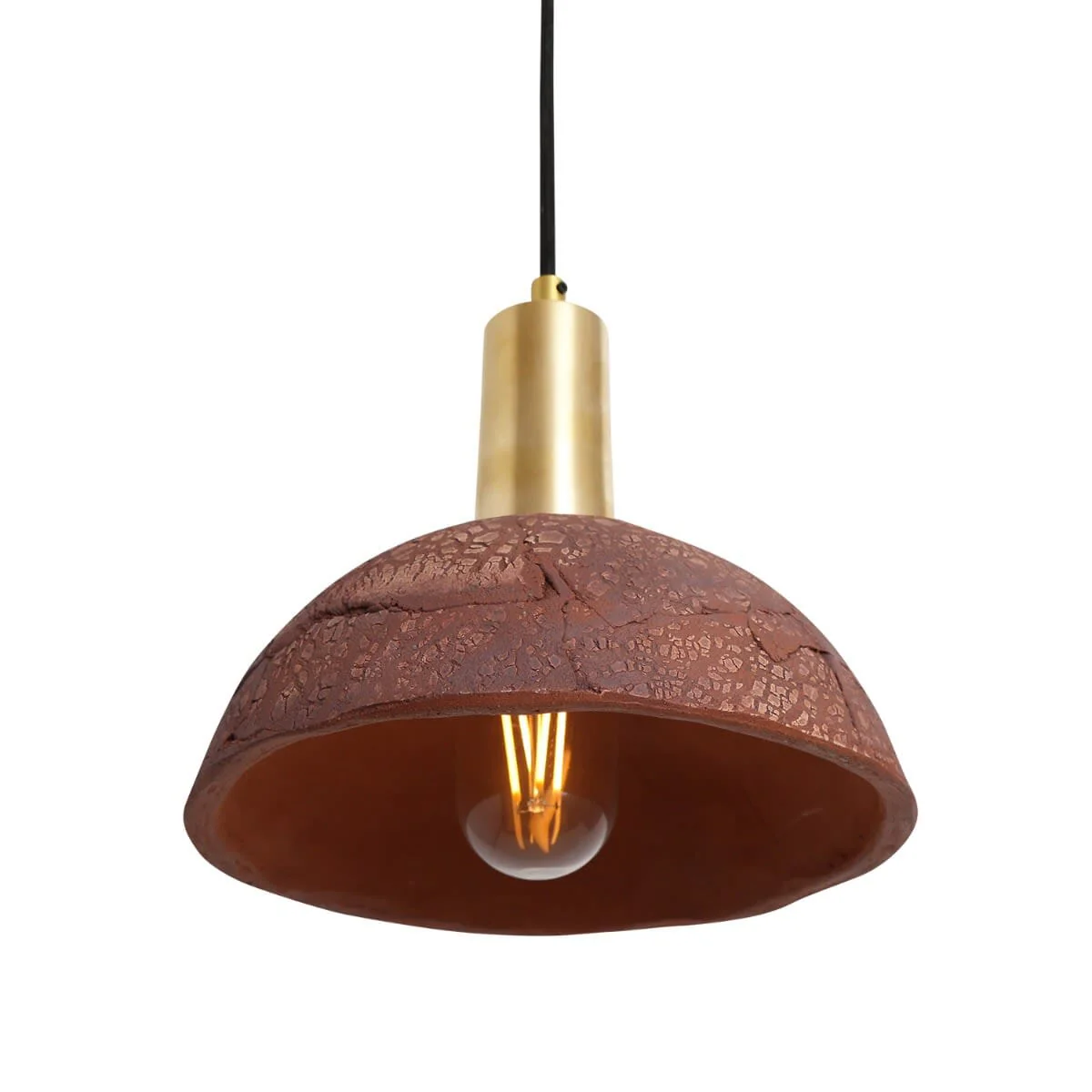Kauri Organic Ceramic Dome Pendant Light 20cm, Red Iron - Image 14