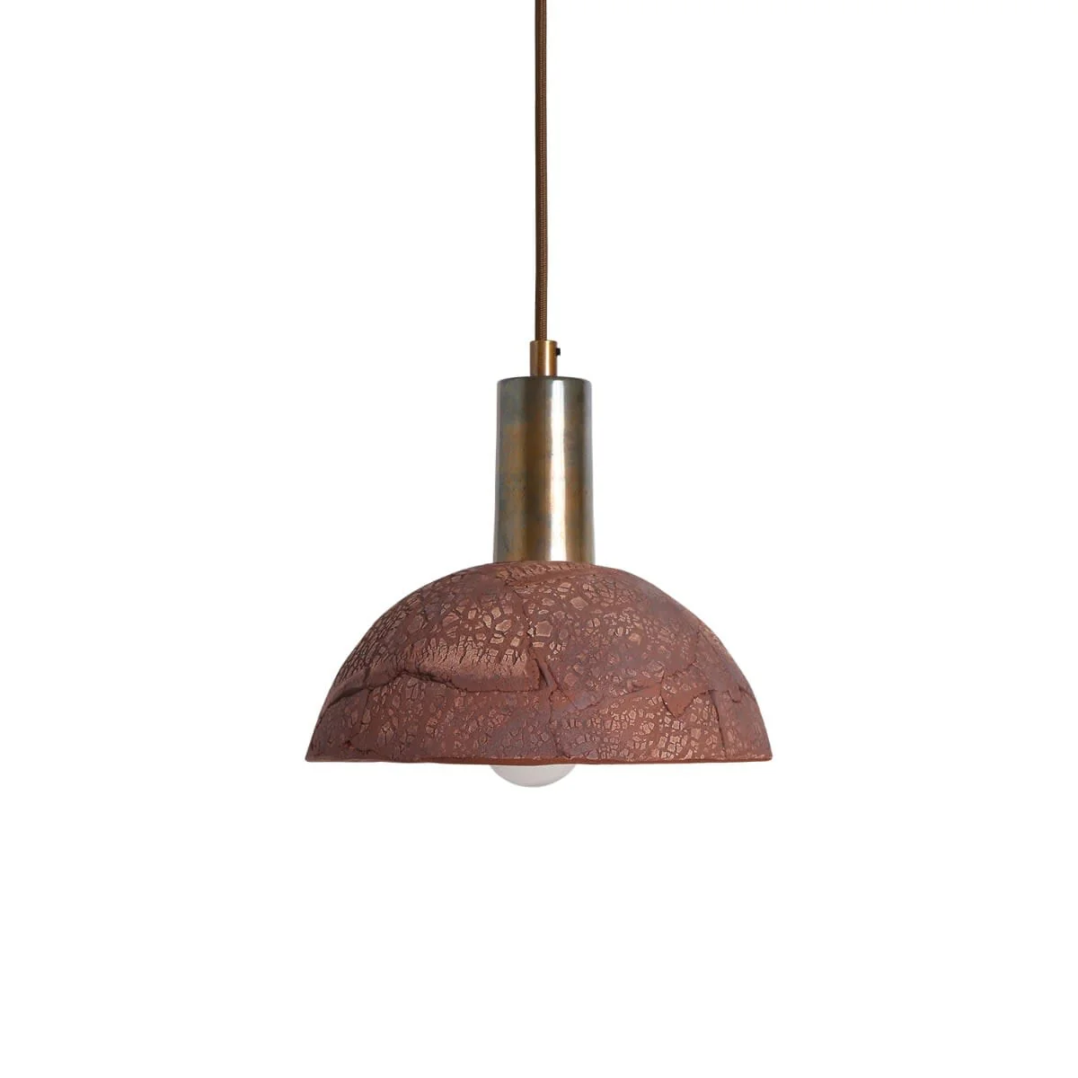 Kauri Organic Ceramic Dome Pendant Light 20cm, Red Iron - Image 3