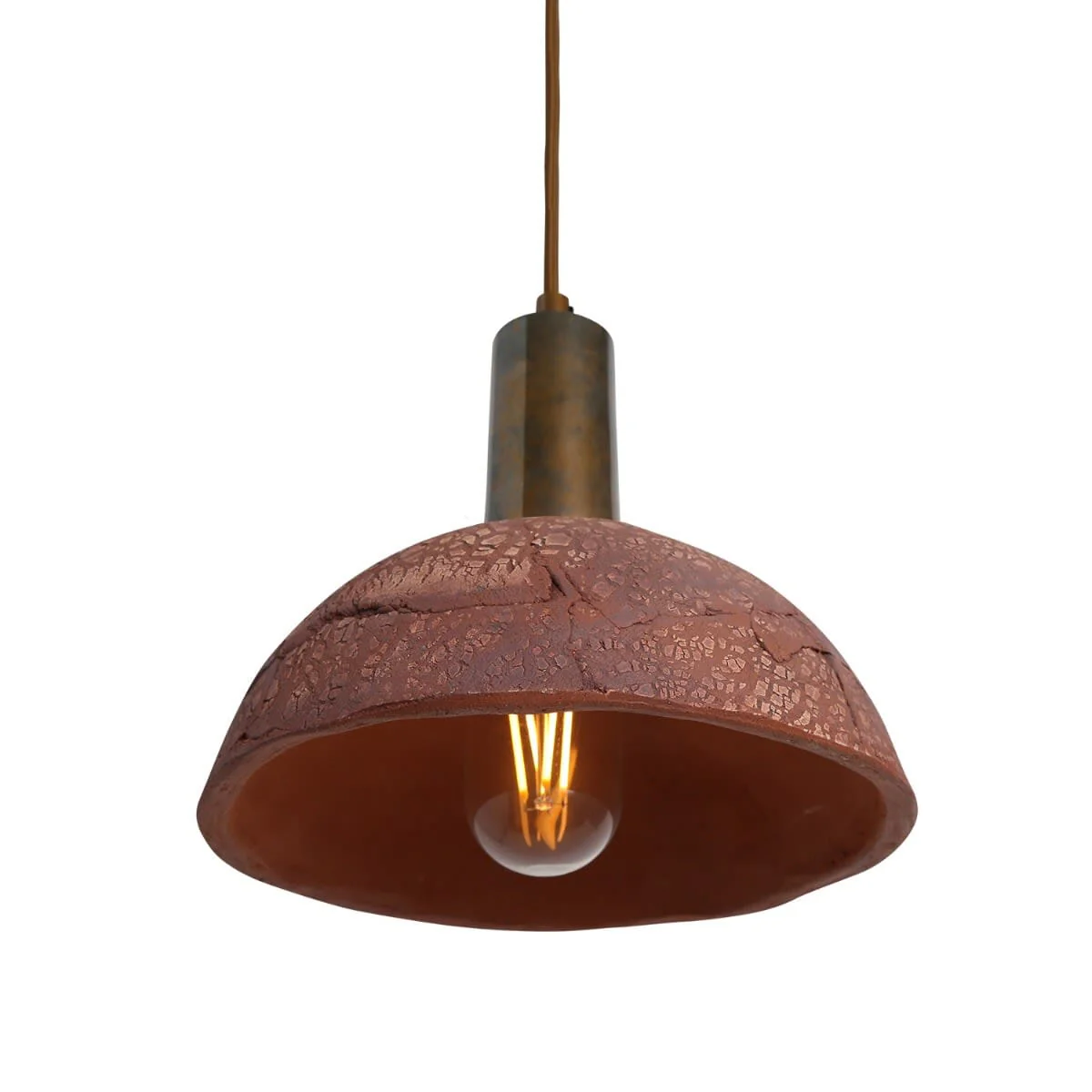 Kauri Organic Ceramic Dome Pendant Light 20cm, Red Iron - Image 7