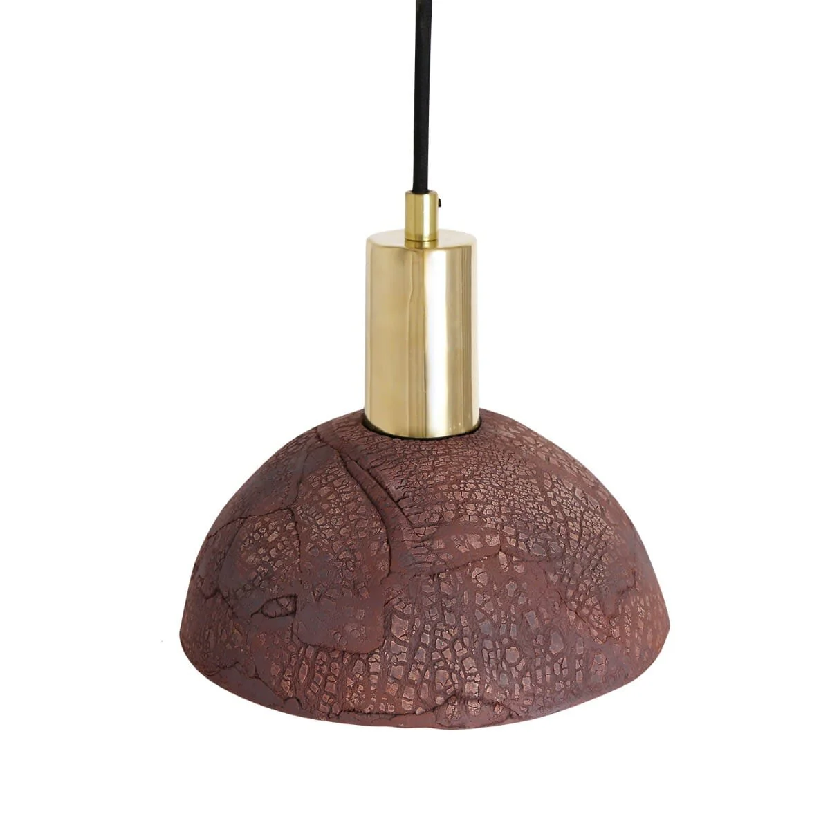 Kauri Organic Ceramic Dome Pendant Light 20cm, Red Iron - Image 8