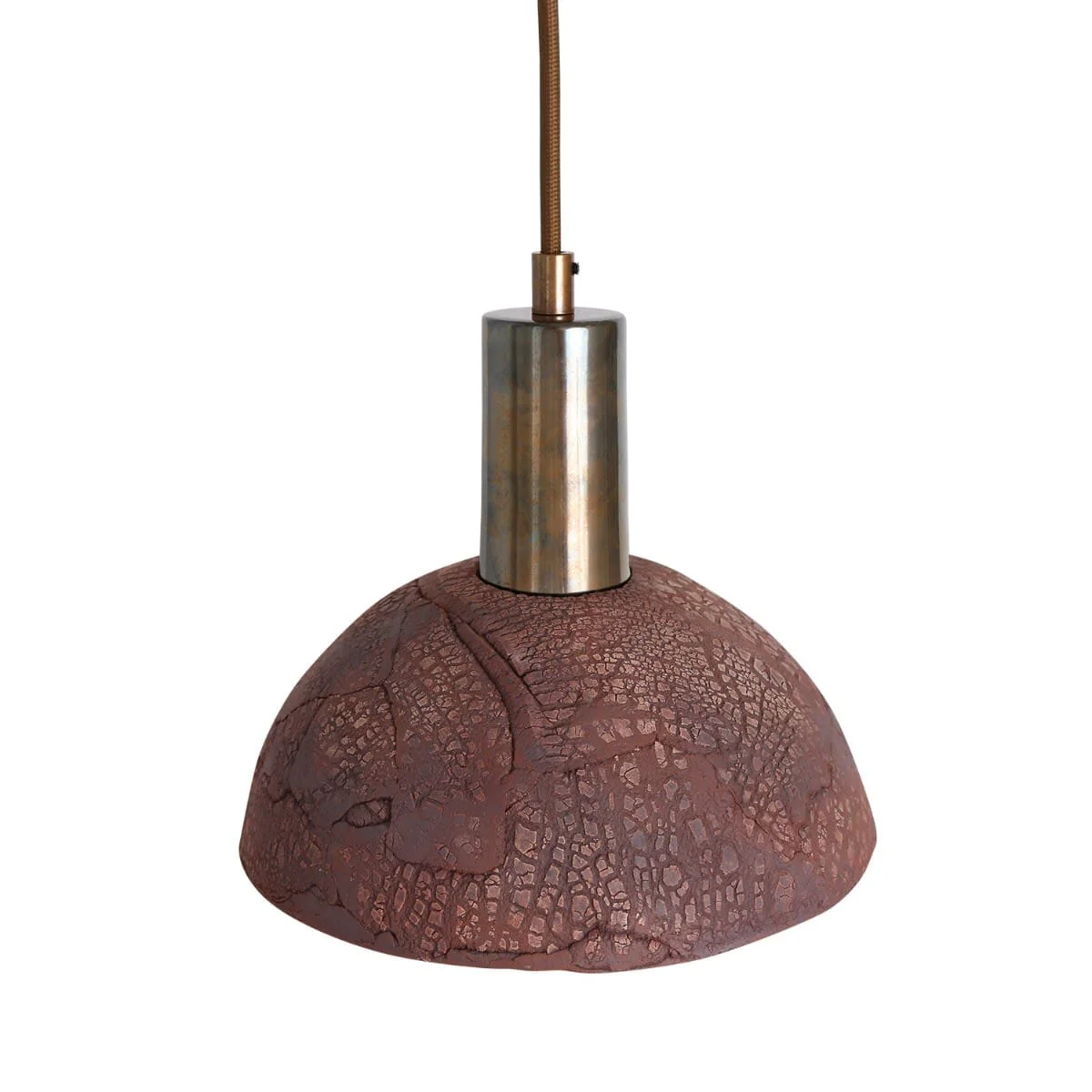 Kauri Organic Ceramic Dome Pendant Light 20cm, Red Iron - Image 9