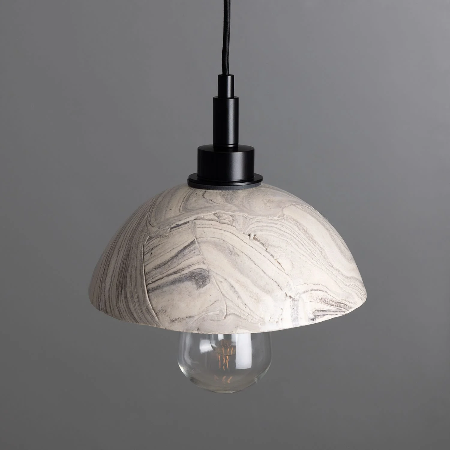Kingii Marbled Ceramic Dome Bathroom Pendant Light 20cm IP44 - Image 3