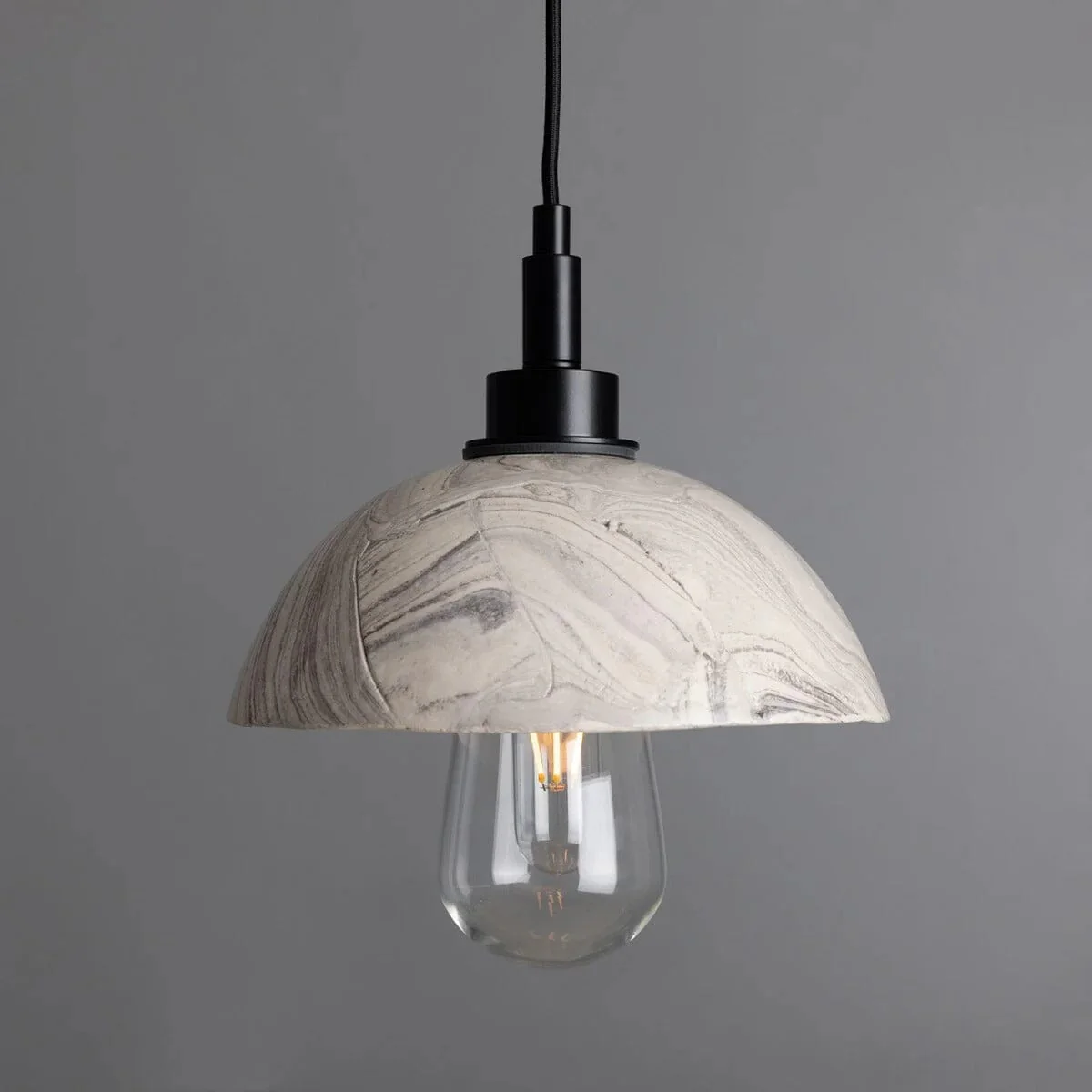 Kingii Marbled Ceramic Dome Bathroom Pendant Light 20cm IP44 - Image 5