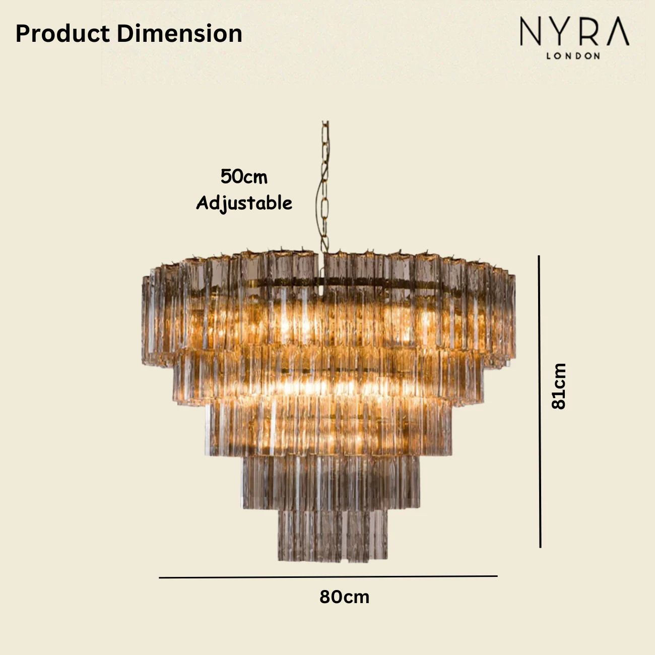 Kosta Smoke Glass Chandelier - Image 12