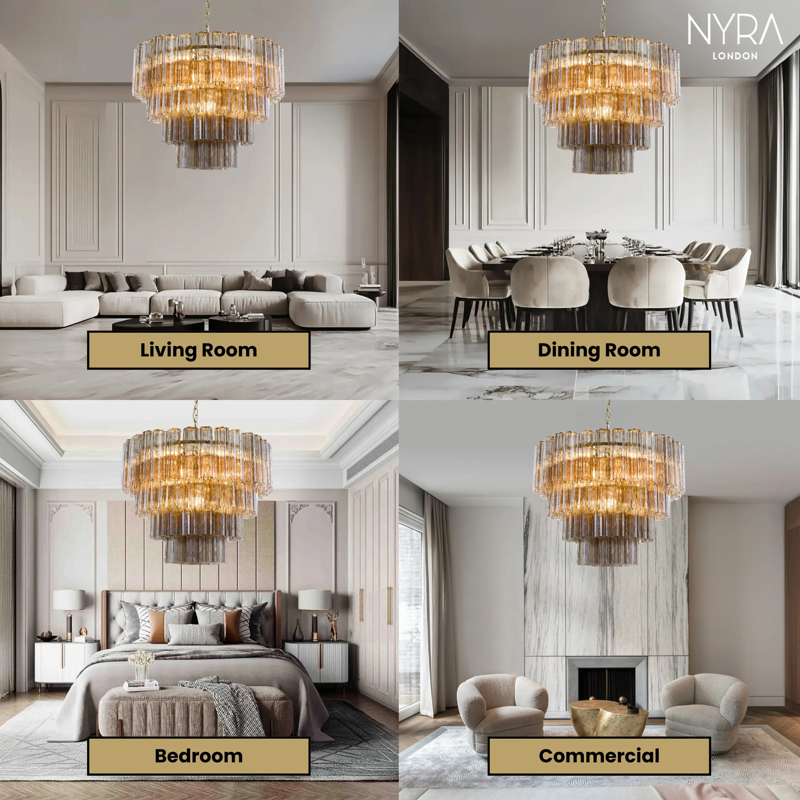 Kosta Smoke Glass Chandelier - Image 3
