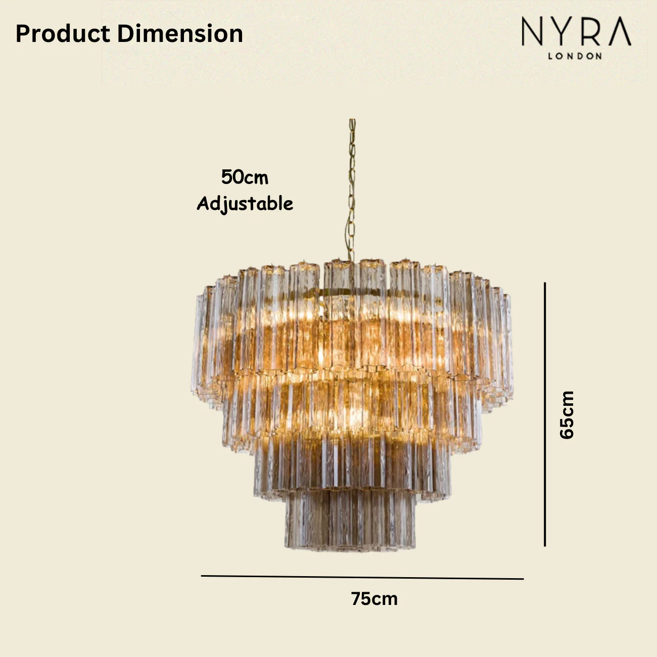 Kosta Smoke Glass Chandelier - Image 6