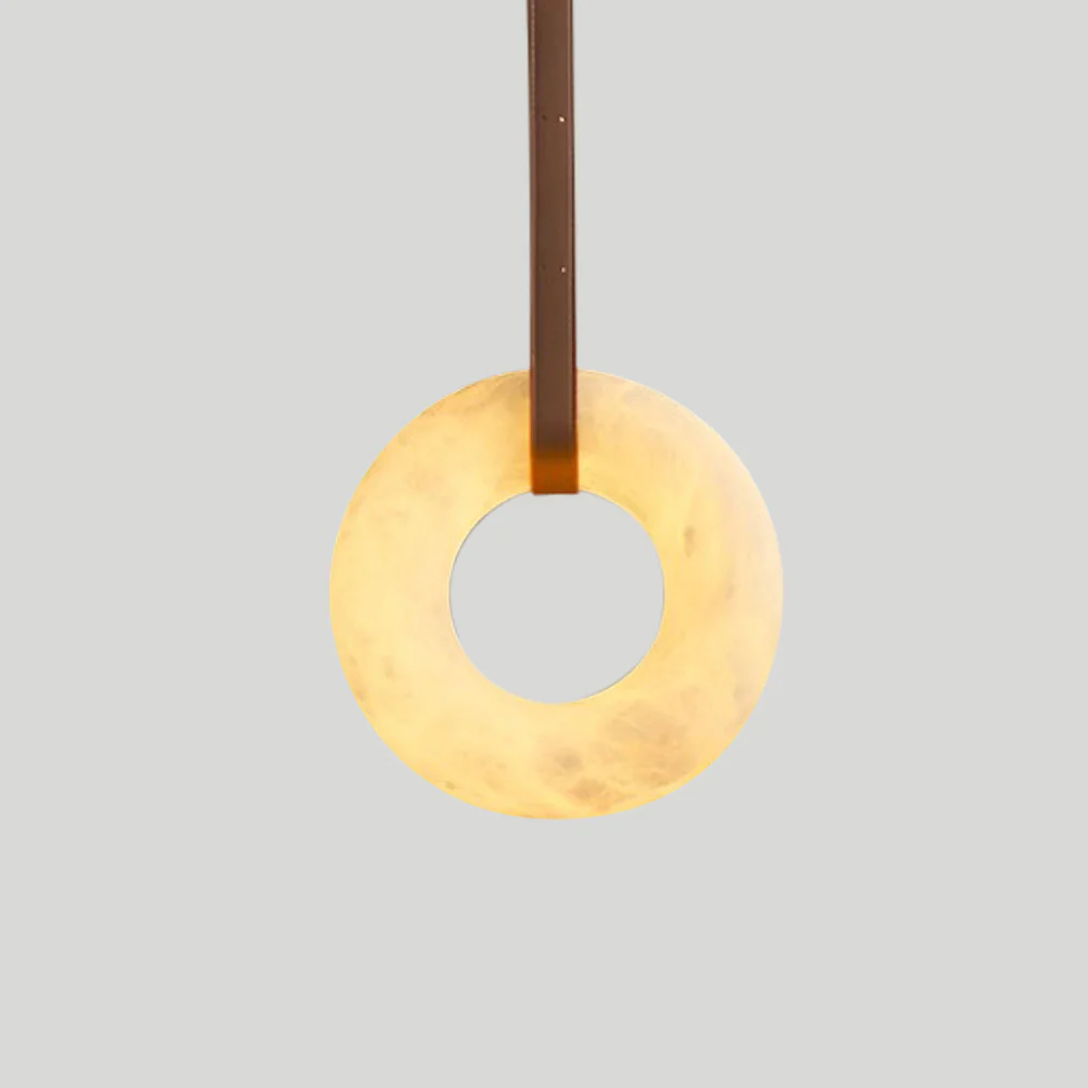 Leather Belt Marble Ring Pendant