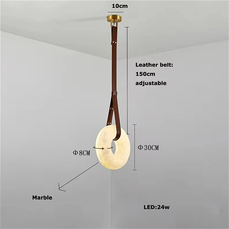 Leather Belt Marble Ring Pendant - Image 9