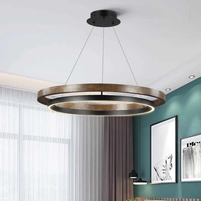 LOVO Circular Wood Grain Chandelier - Image 12