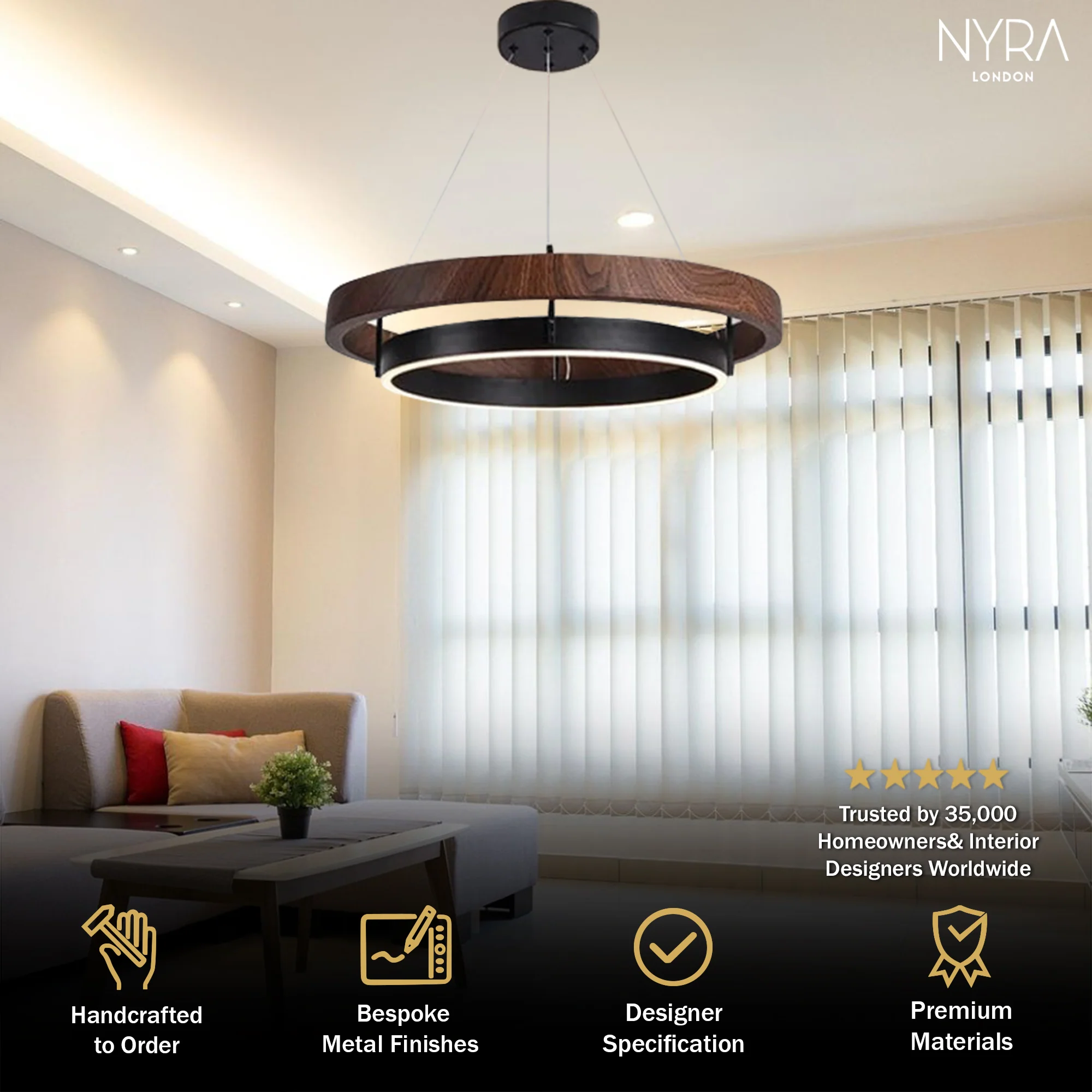 LOVO Circular Wood Grain Chandelier - Image 2