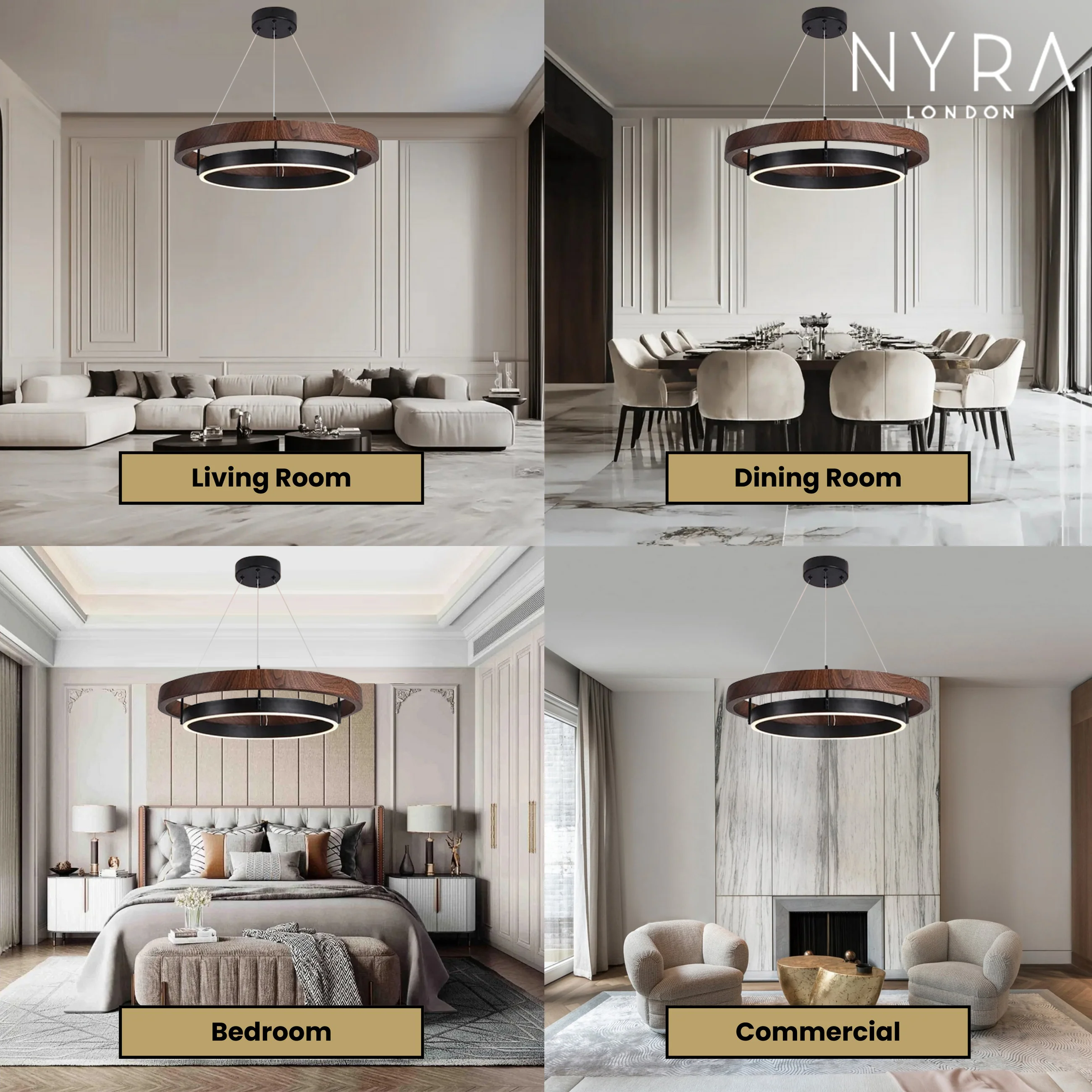 LOVO Circular Wood Grain Chandelier - Image 3