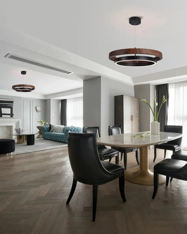 LOVO Circular Wood Grain Chandelier - Image 7
