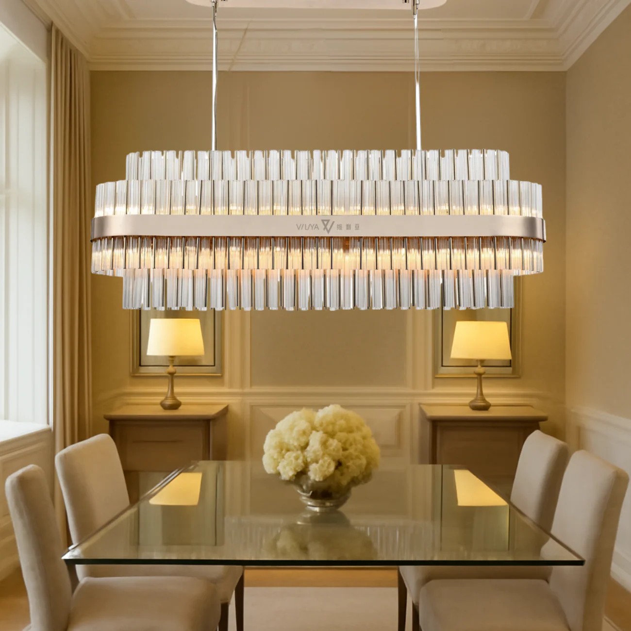 Lurano Rectangular Crystal Chandelier - Image 8