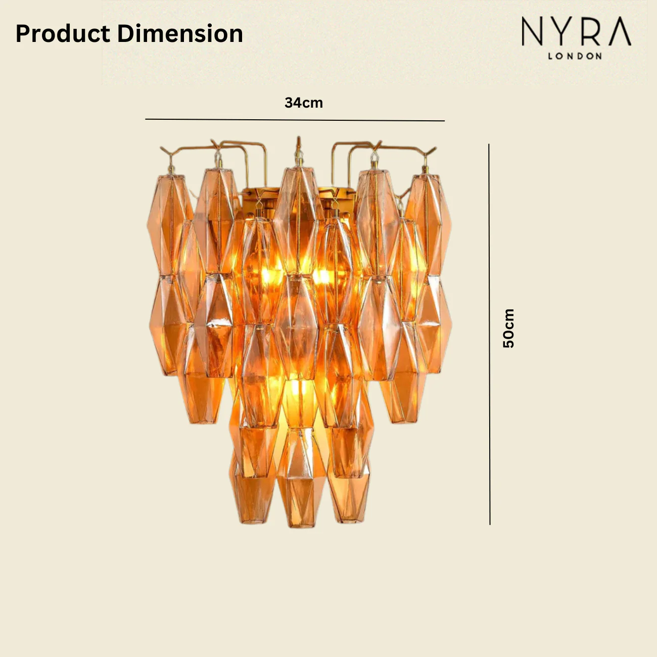 Madelyn Glass Amber Glass Wall Sconce - Image 3