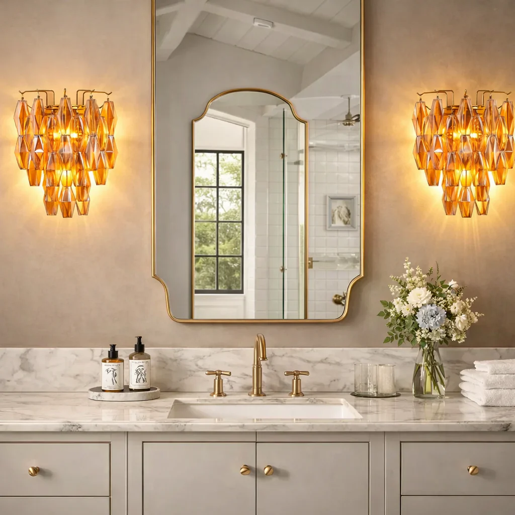 Madelyn Glass Amber Glass Wall Sconce - Image 4