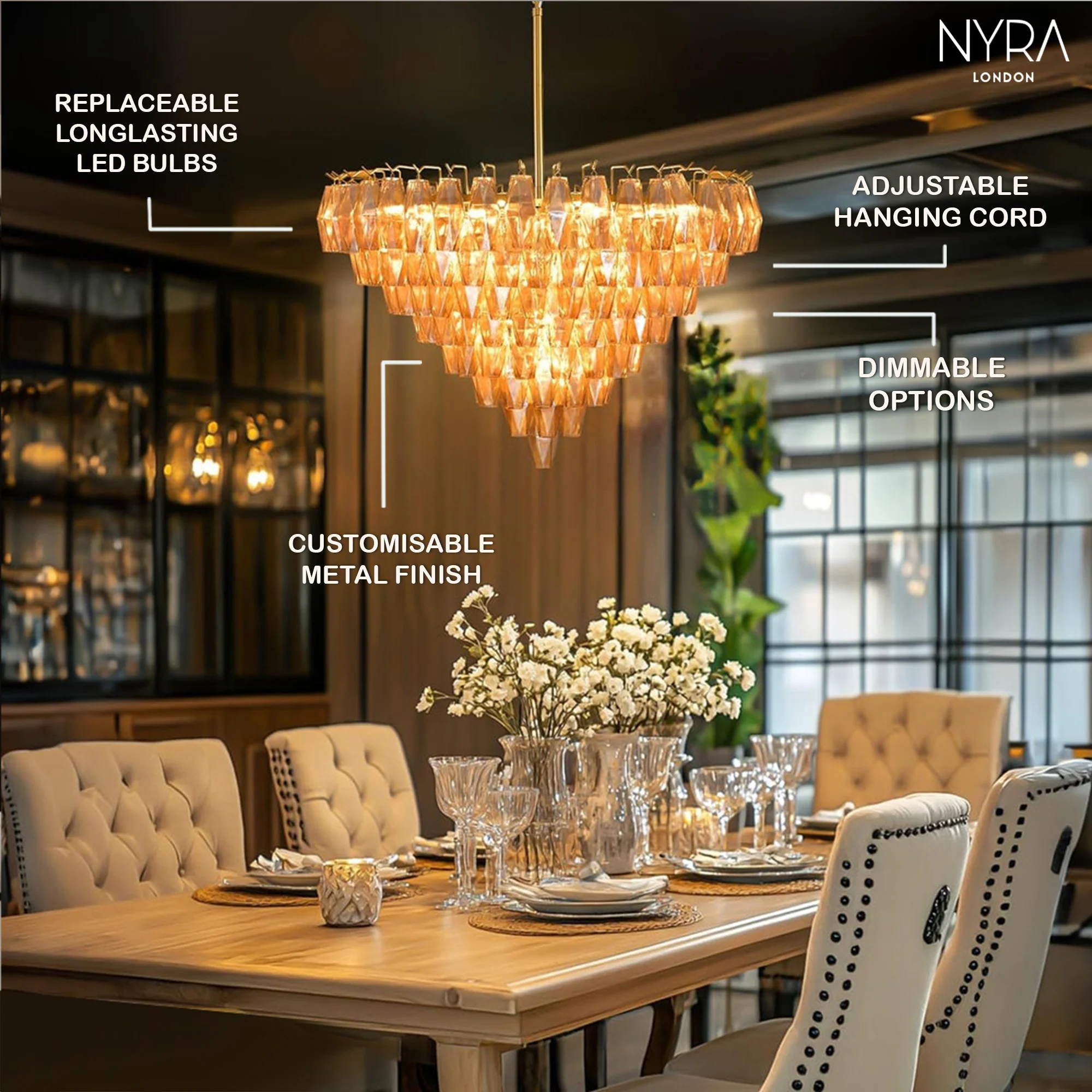 Madelyn Glass Round Chandelier - Image 4