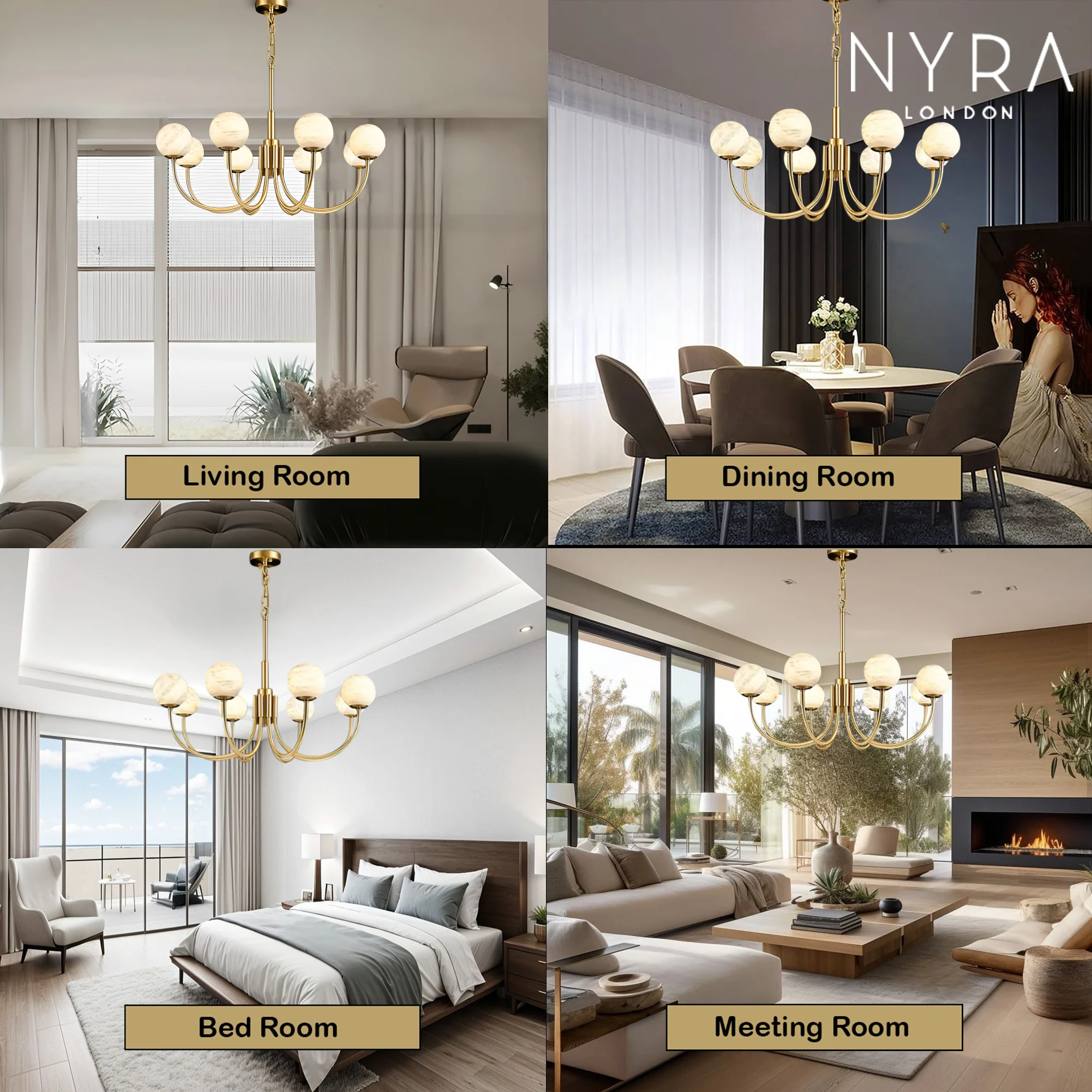Marnie Alabaster Globe Chandelier - Image 3