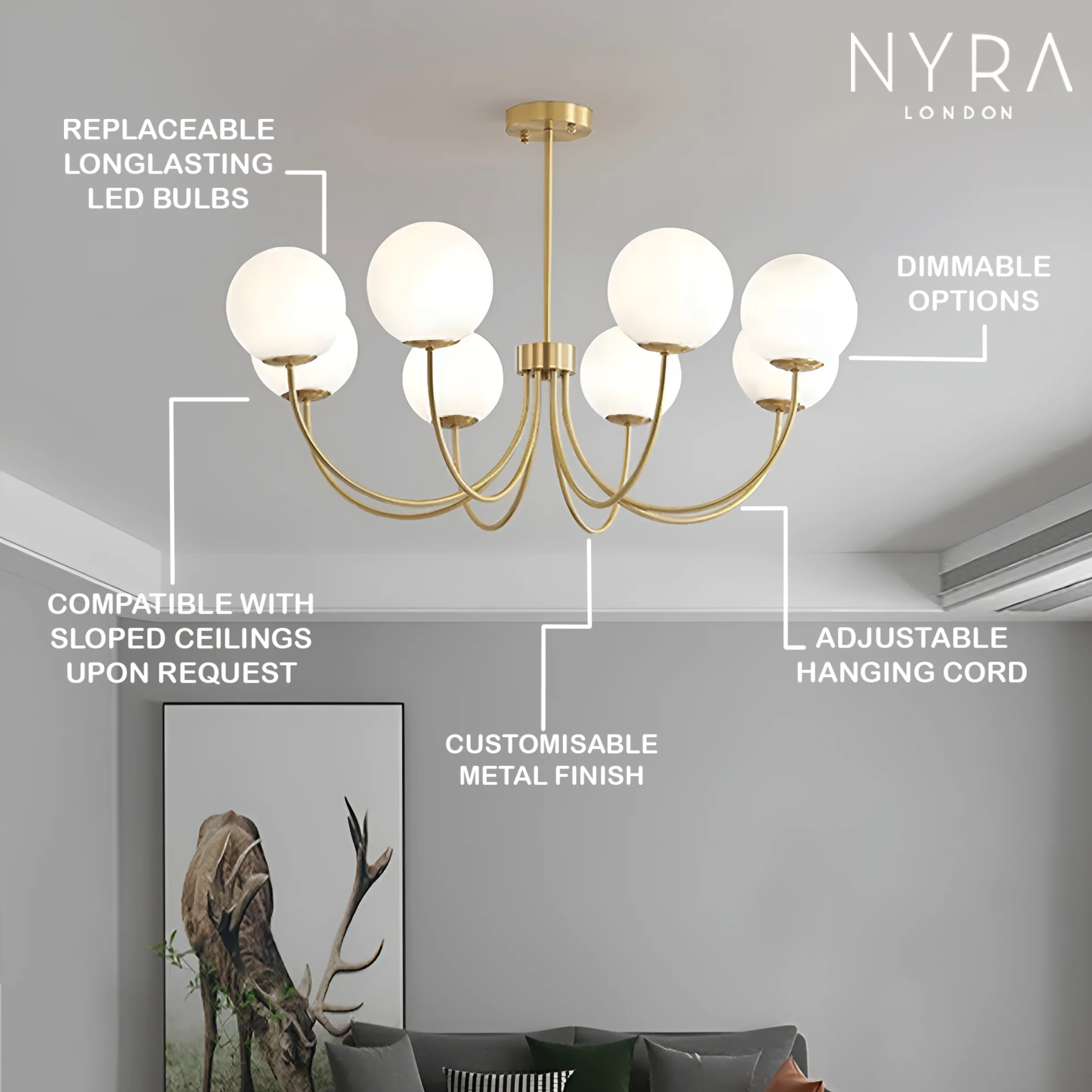 Marnie Alabaster Globe Chandelier - Image 5