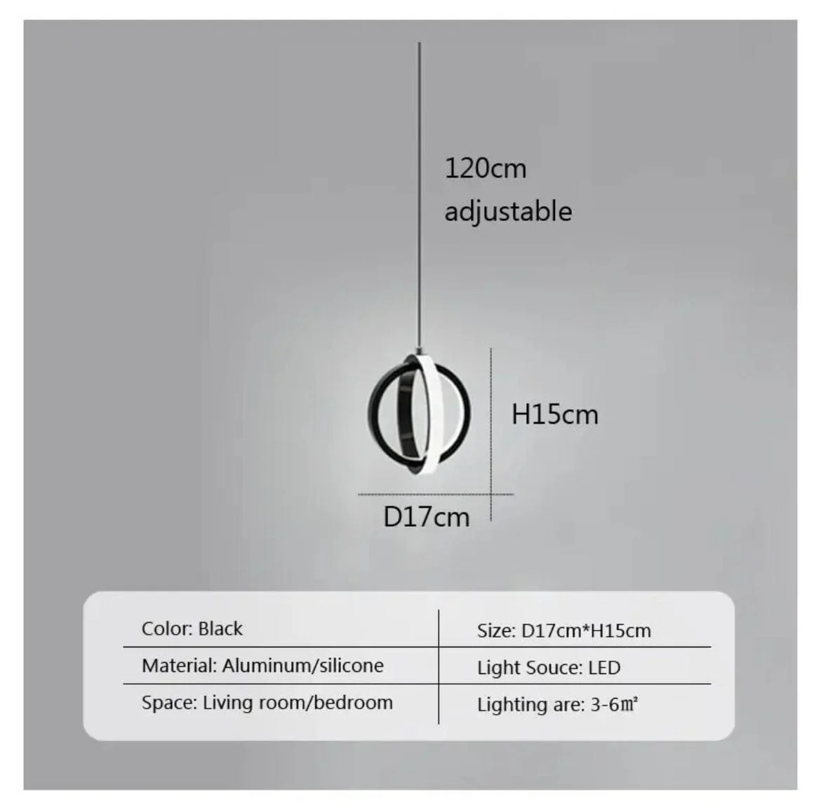 Mini Black Circle LED Pendant Lamp - Image 4