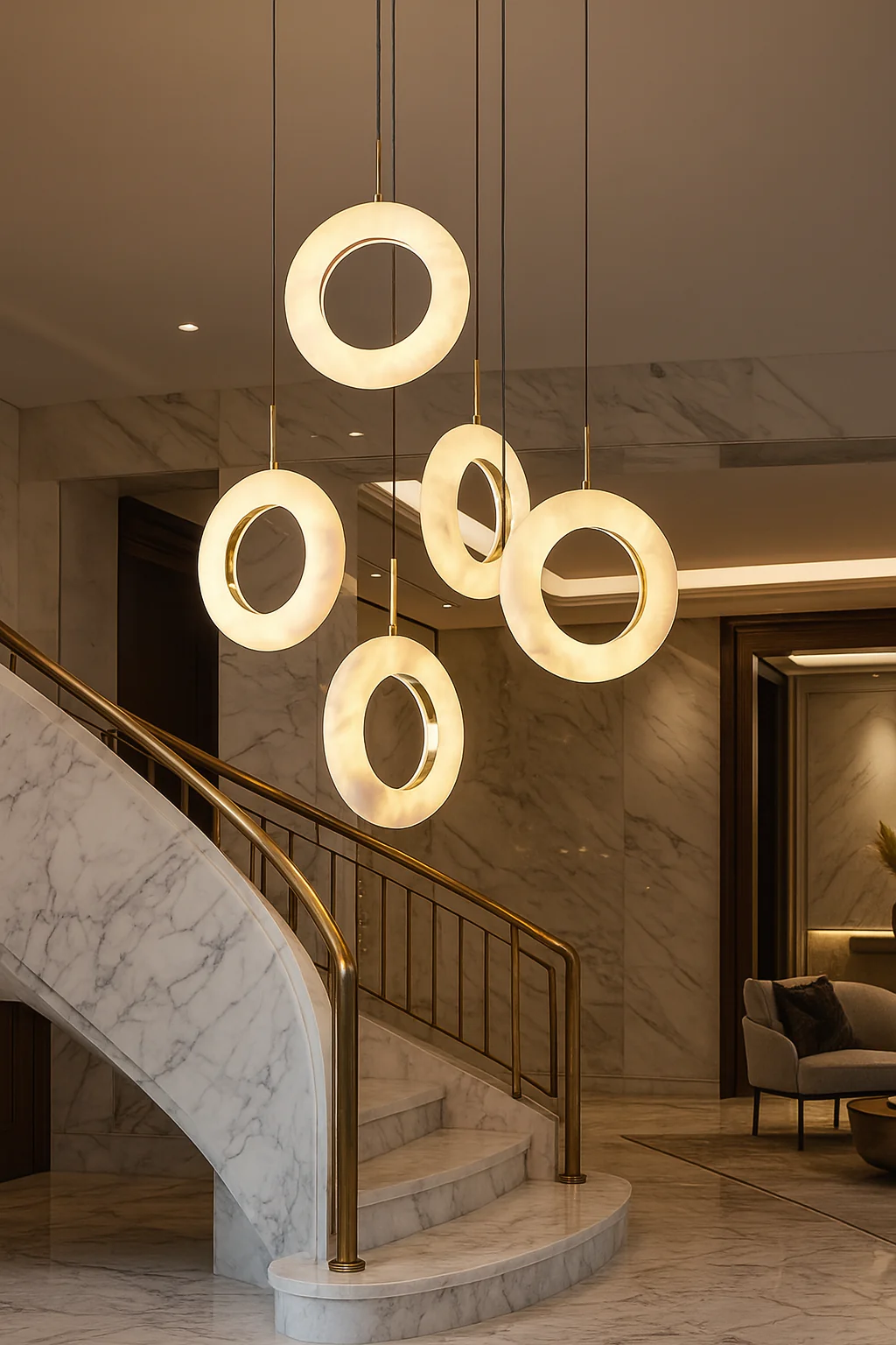 Mirela Marble Staircase Ring Chandelier - Image 18