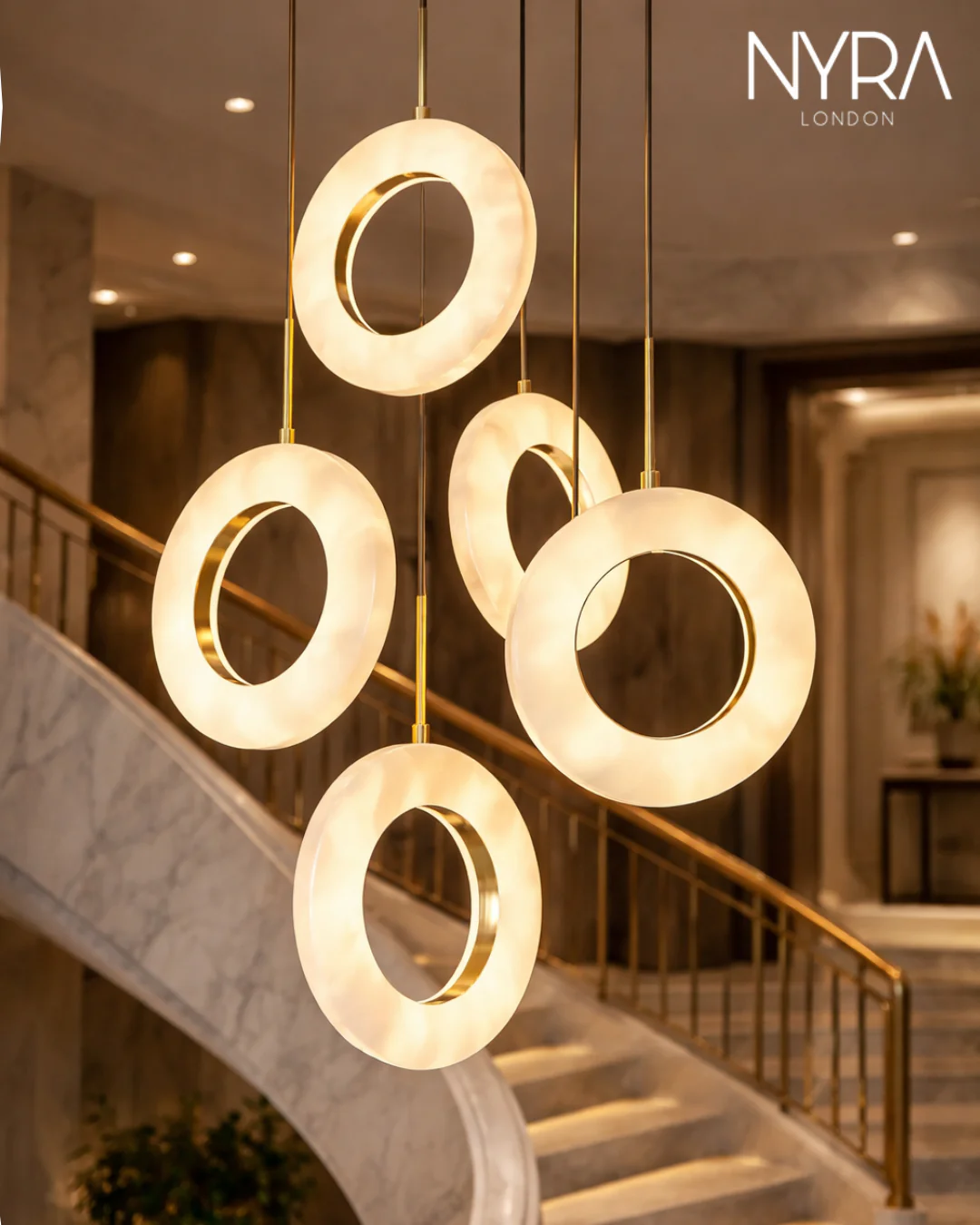 Mirela Marble Staircase Ring Chandelier - Image 2