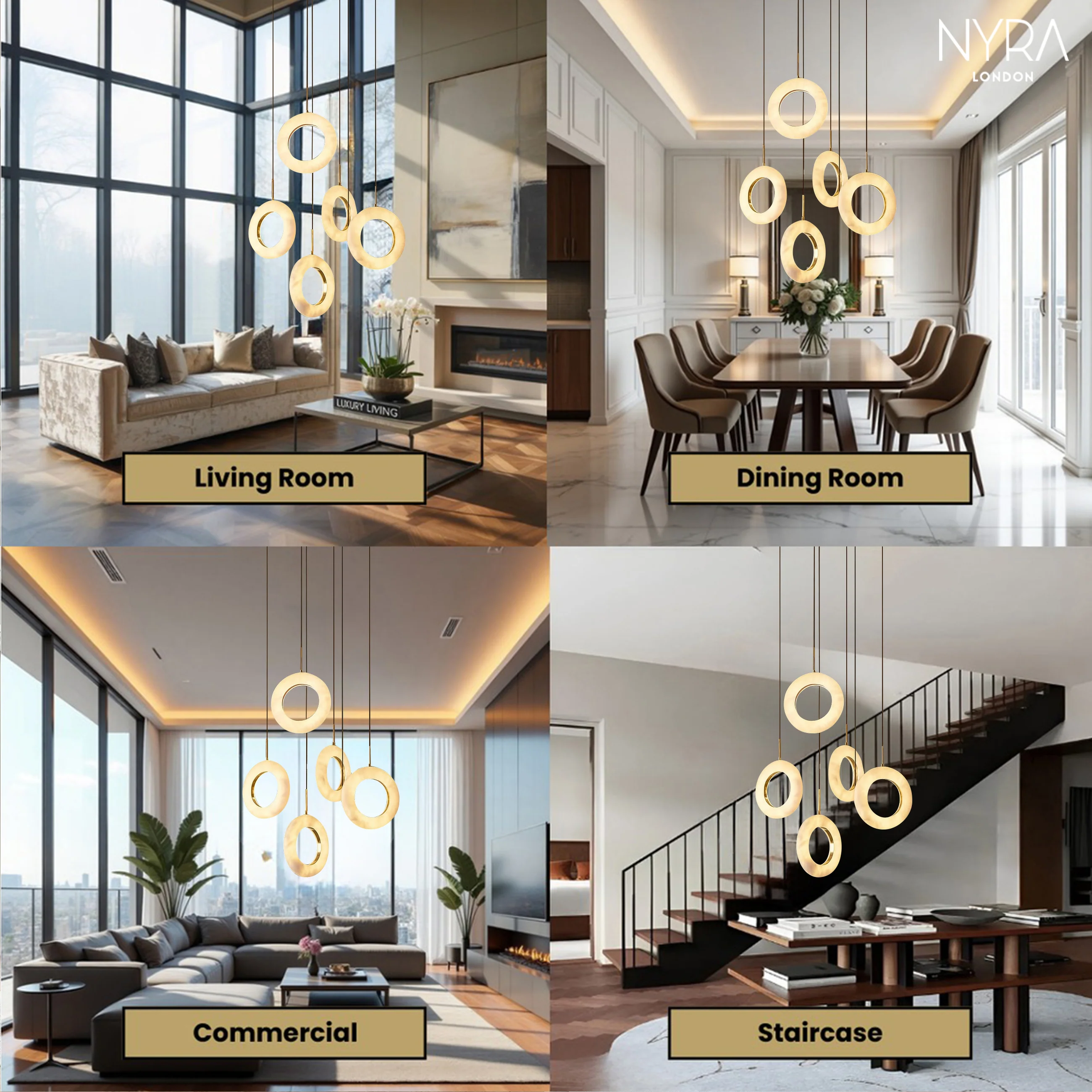 Mirela Marble Staircase Ring Chandelier - Image 4