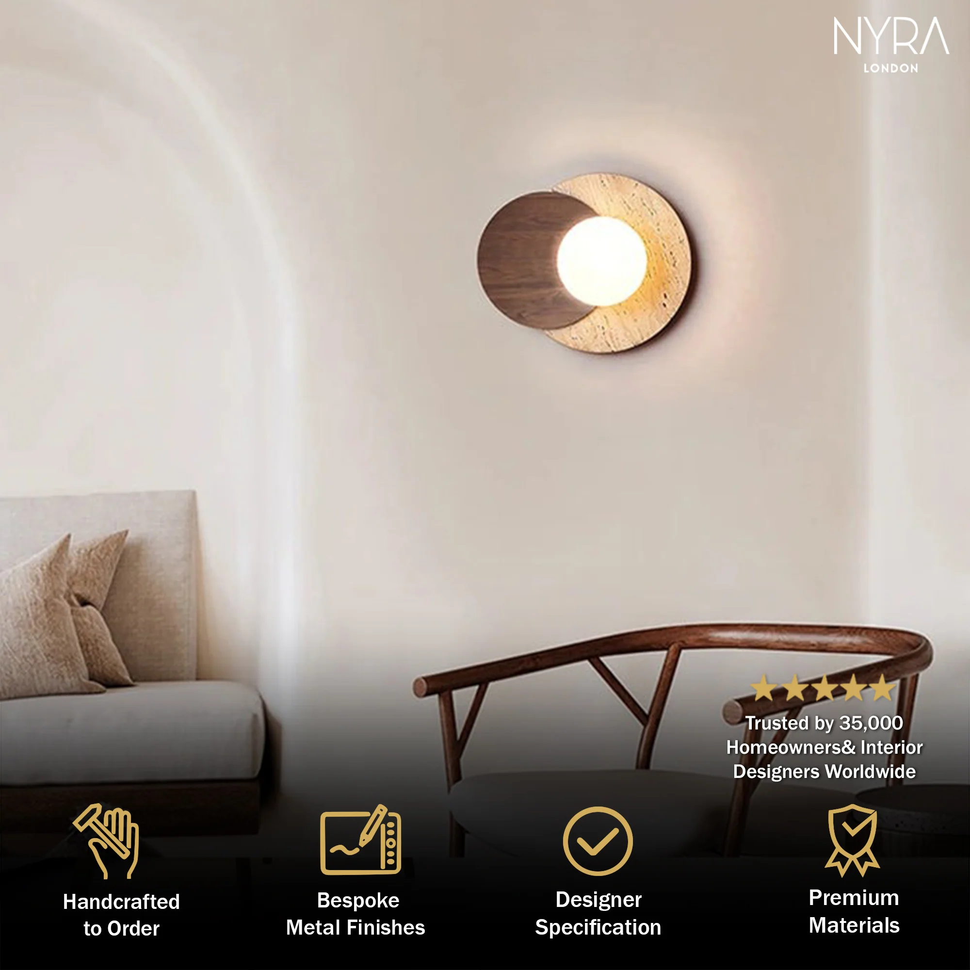 Muru Travertine Stone Wall Light - Image 2
