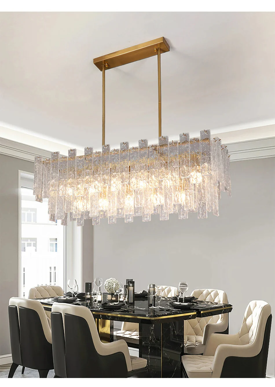 NAVANA Rectangular Glass Chandelier - Image 5